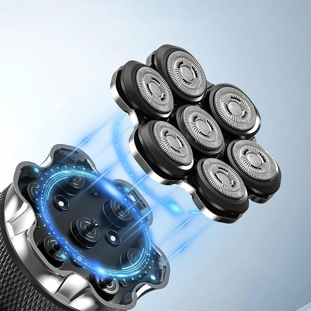 SHAVER MEN'S ELECTRIC RAZOR FOR SHAVING BEARD HAIR HEAD 7 BLADES Dominant color black
