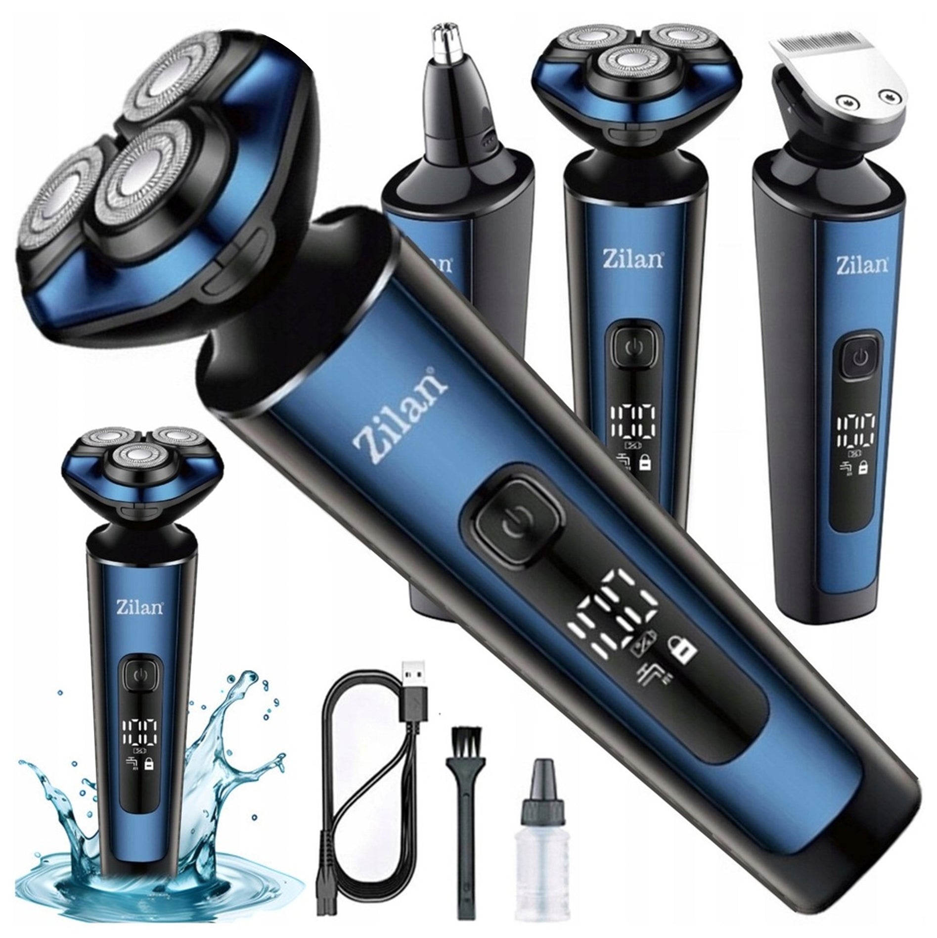 SHAVER MEN'S TRIMMER BEARD CLIPPER NOSE EARS WET&DRY USB AION 3IN1