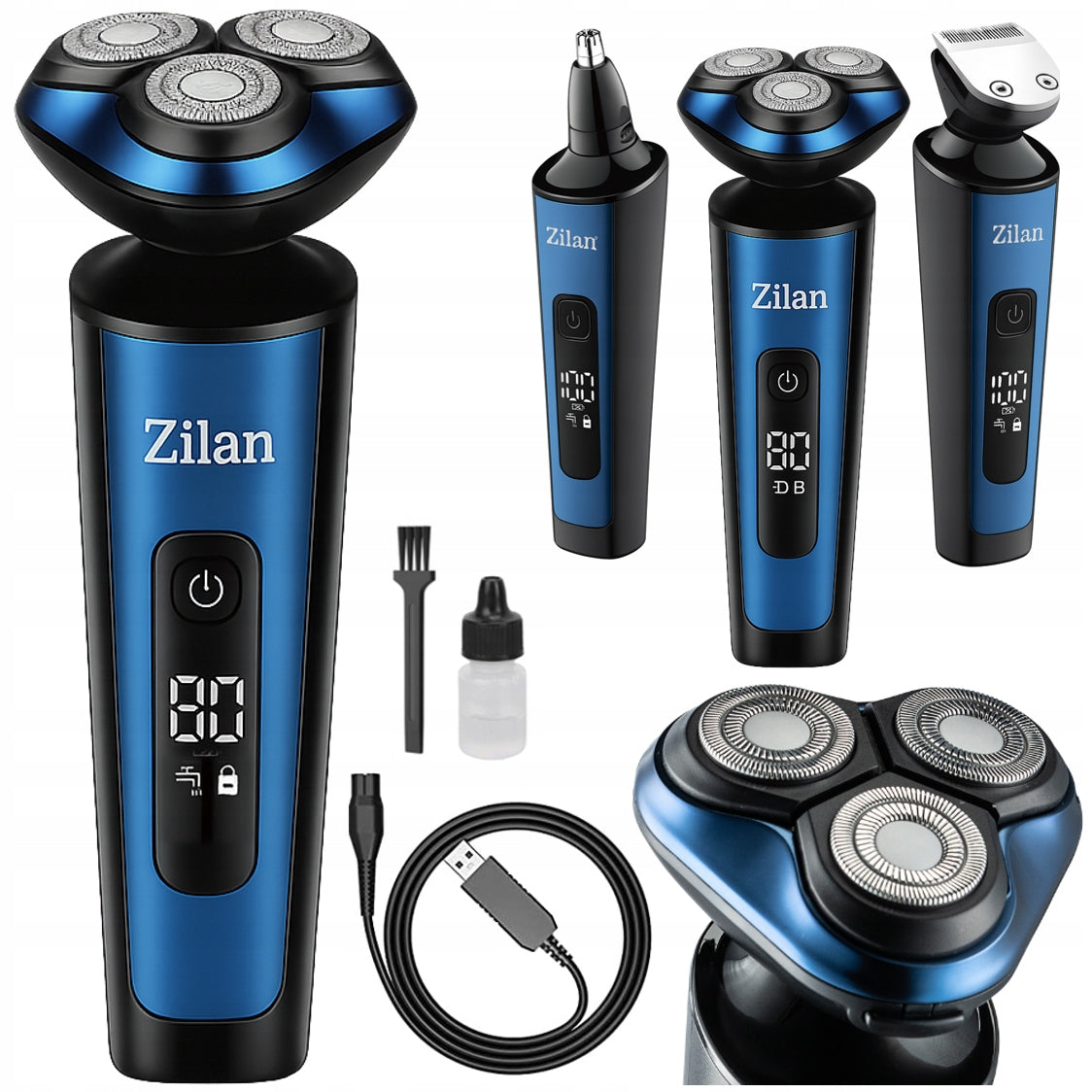 SHAVER MEN'S TRIMMER BEARD CLIPPER NOSE EARS WET&DRY USB AION 3IN1