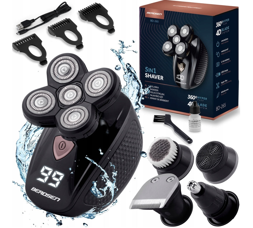 SHAVING SHAVER LCD TRIMMER DRY WET 5IN1 NEW2026 polish brand NEW 2026