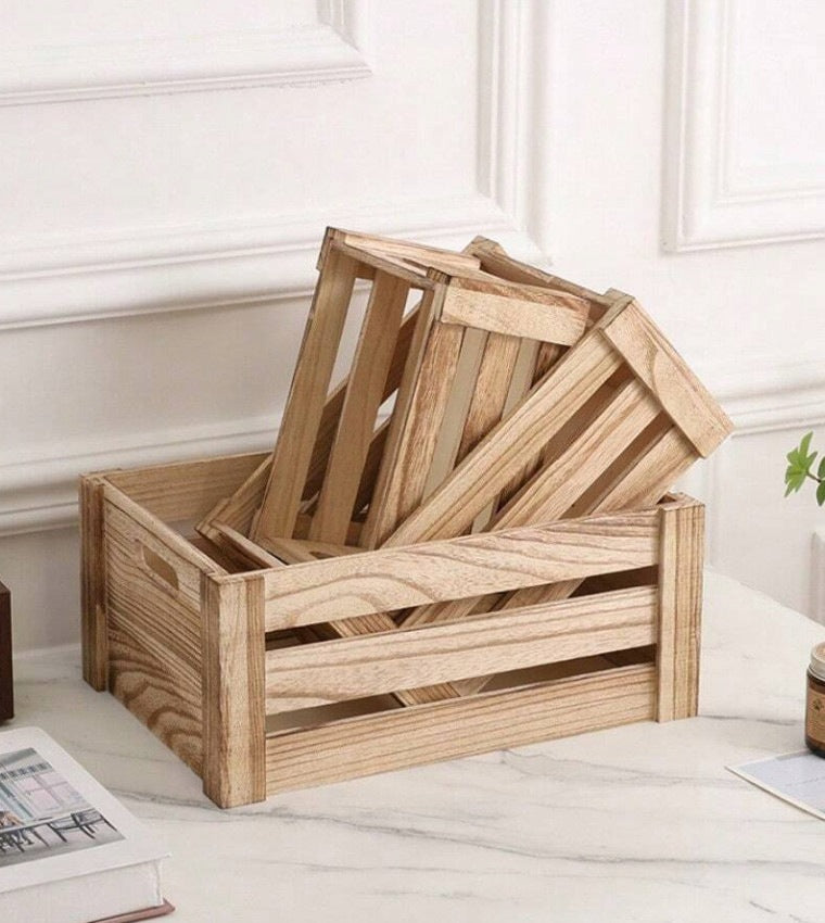 SHEIN WOODEN DECORATIVE BOX 3-PACK S07__ Brand Shein