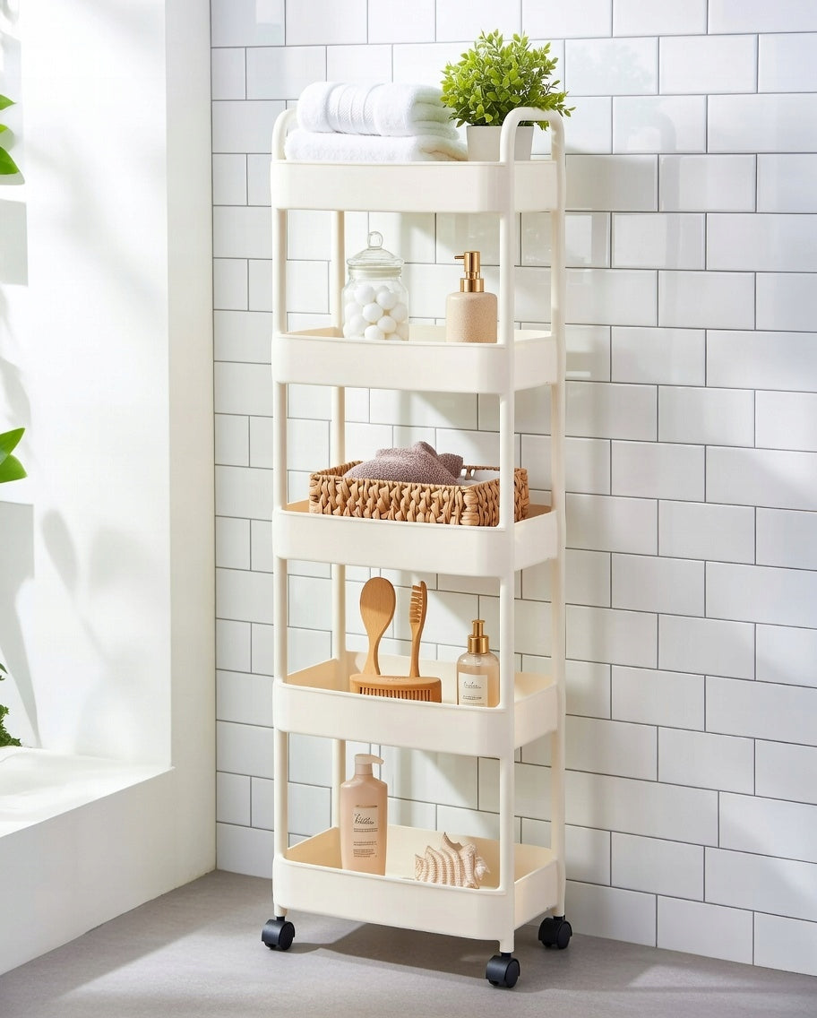 SHELF BATHROOM SHELF ON WHEELS 5 LEVELS Mobile Office Kitchen Cabinet Brand no brand