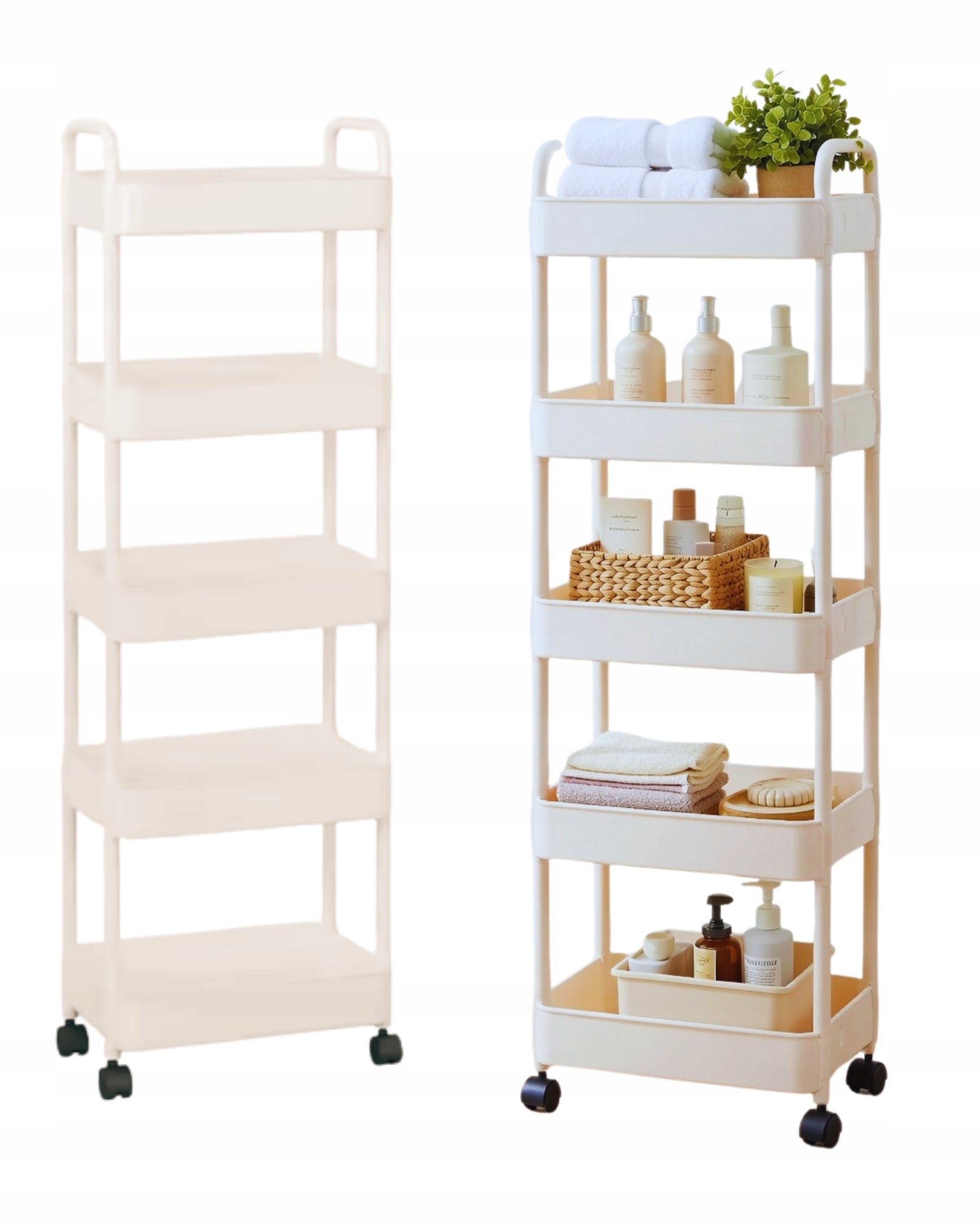 SHELF BATHROOM SHELF ON WHEELS 5 LEVELS Mobile Office Kitchen Cabinet