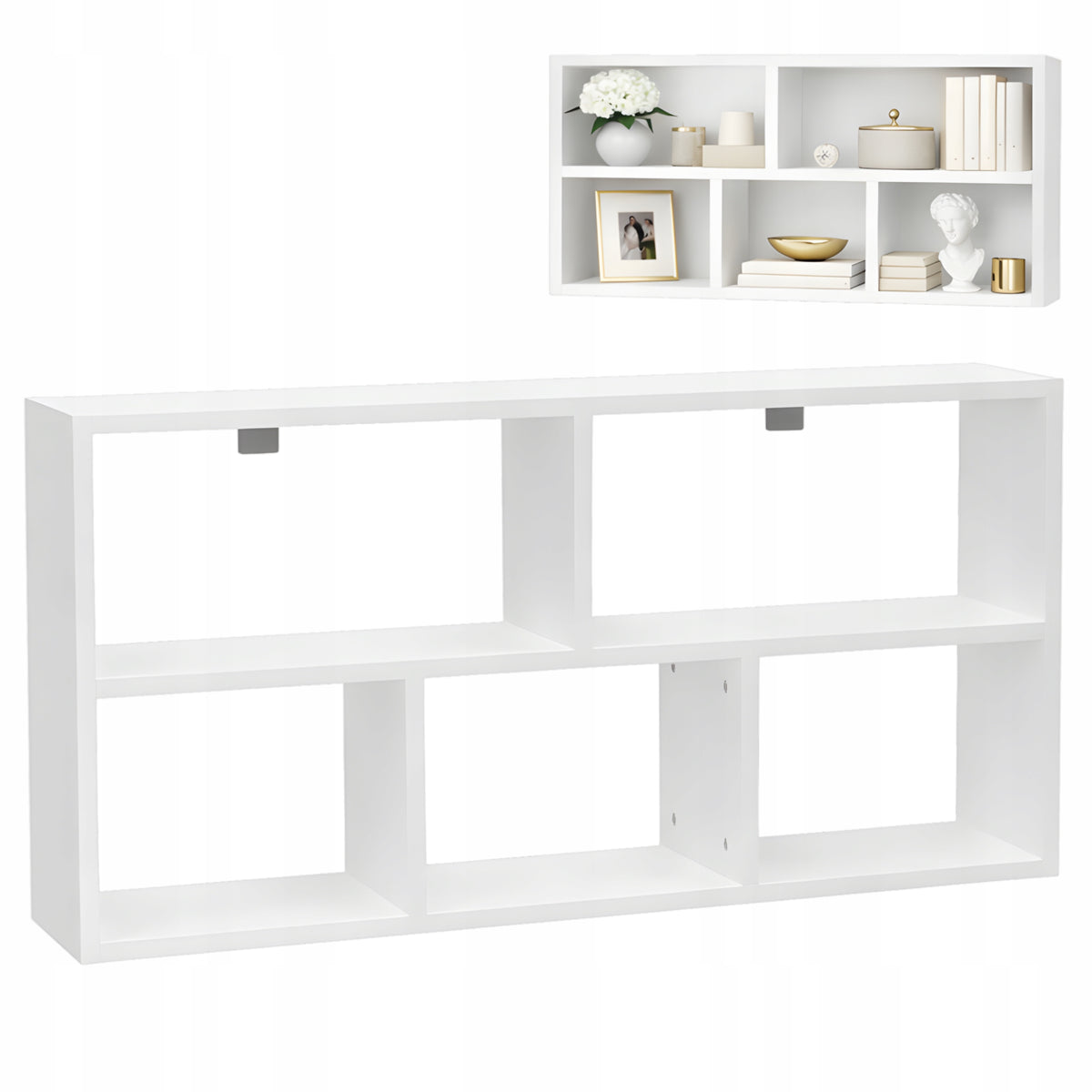 SHELF hanging WHITE wall bookcase for living room partitions 100x50x20