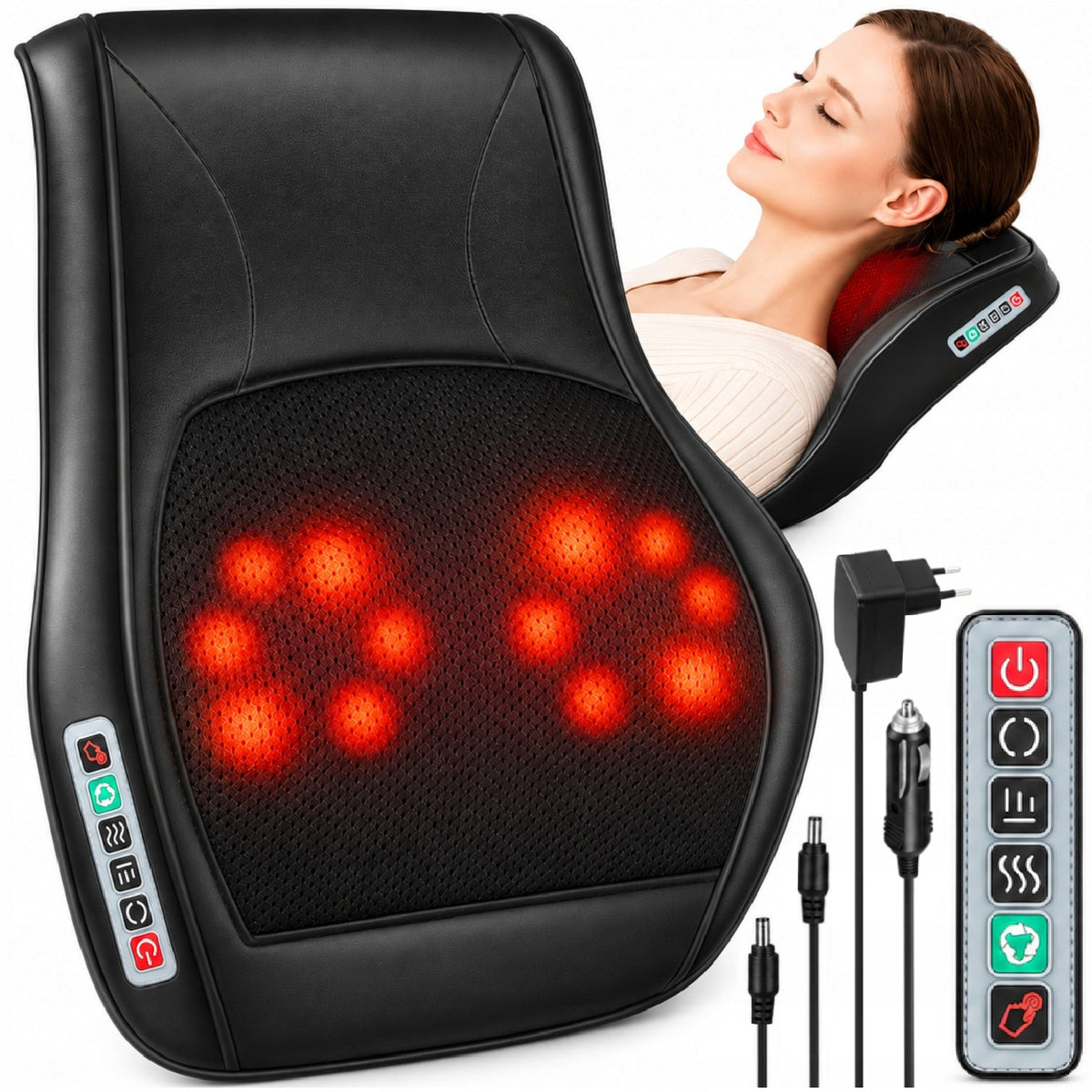 SHIATSU MASSAGE PILLOW BACK HEATING MASSAGER NECK BODY BACK LEG