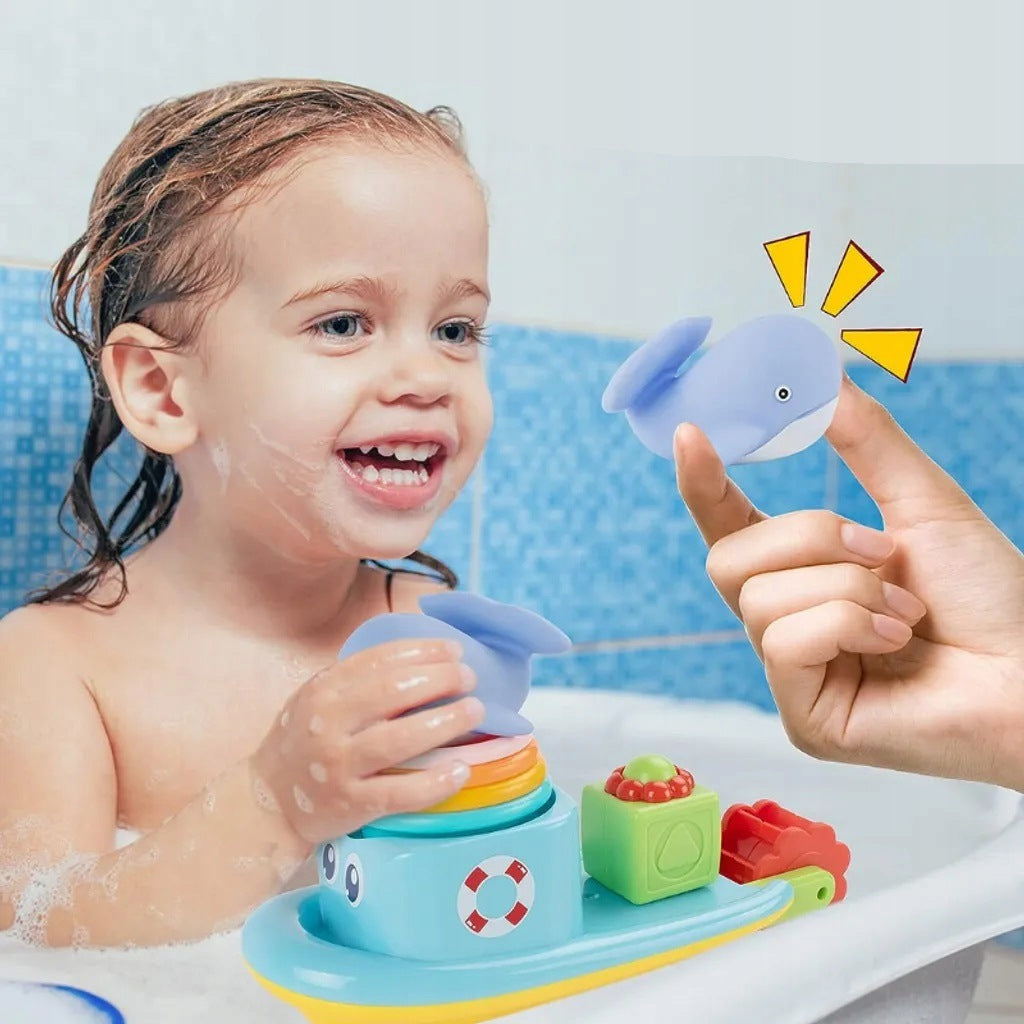 SHIP WITH BLOCKS CUPS FOR BATHING WATER BATH WHALE MONTESSORI Kid's age 12＋ months
