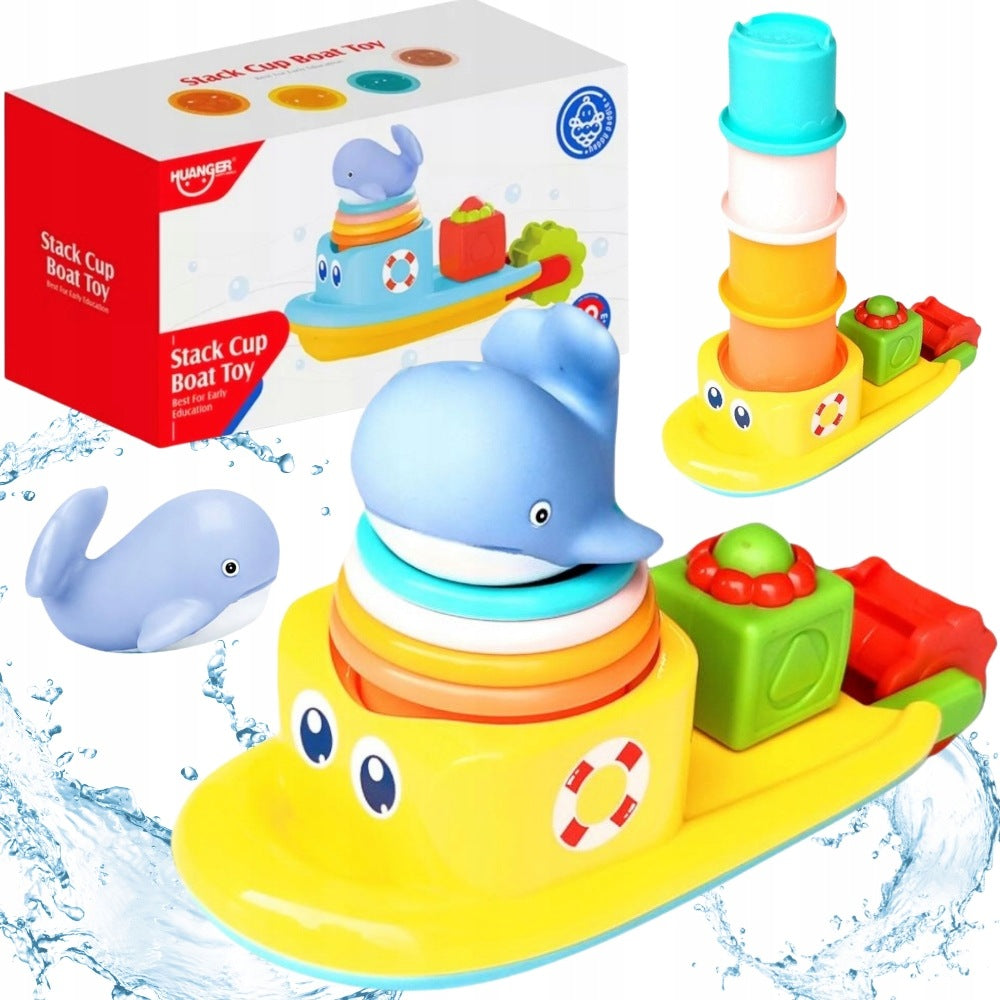 SHIP WITH BLOCKS CUPS FOR BATHING WATER BATH WHALE MONTESSORI
