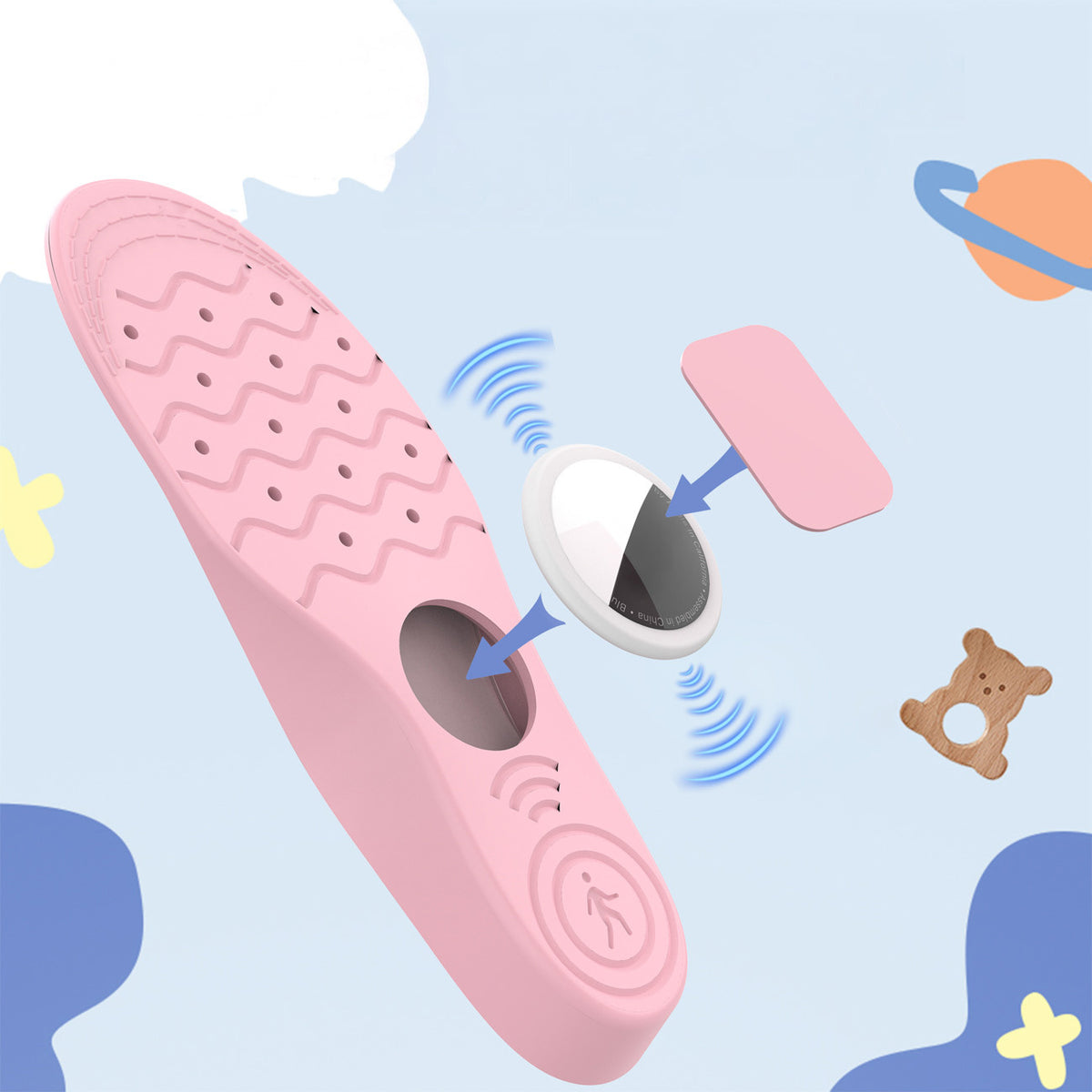 SHOE INSERTS FOR CHILDREN WITH SPACE FOR AIRTAG LOCATOR 17-19CM ROZOWE
