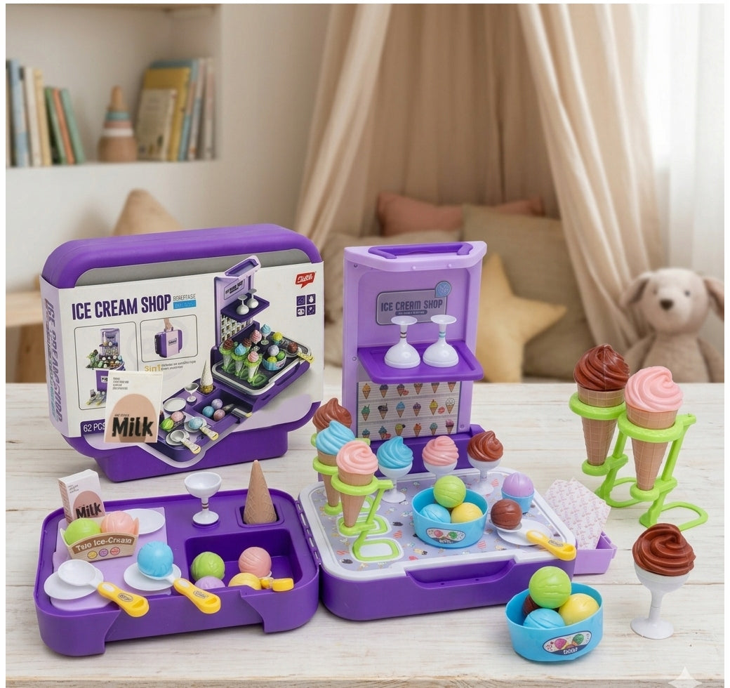 SHOP ICE CREAM SHOP 3in1 KIDS KITCHEN ICE CREAM CONFECTIONERY SET IN SUITCASE Packaging status original