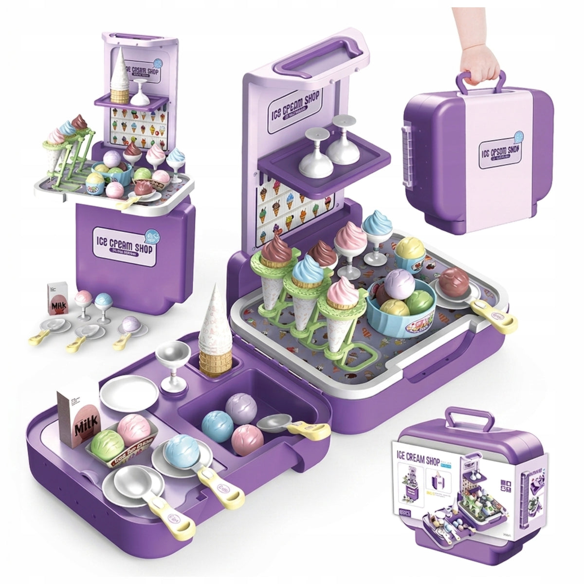 SHOP ICE CREAM SHOP 3in1 KIDS KITCHEN ICE CREAM CONFECTIONERY SET IN SUITCASE
