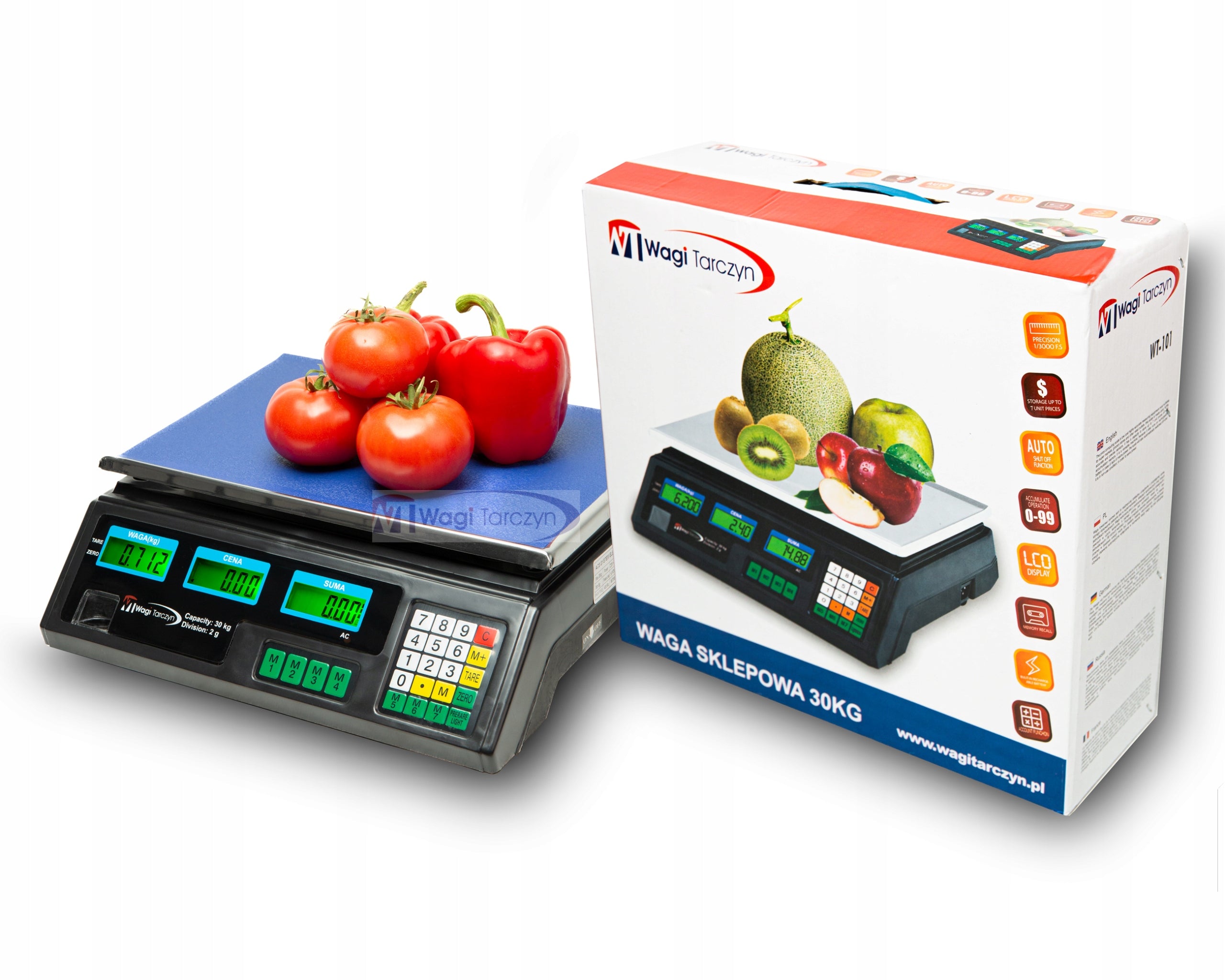 SHOP SCALE 30KG 2g ELECTRONIC 2x BATTERY storage calculation Scale type store