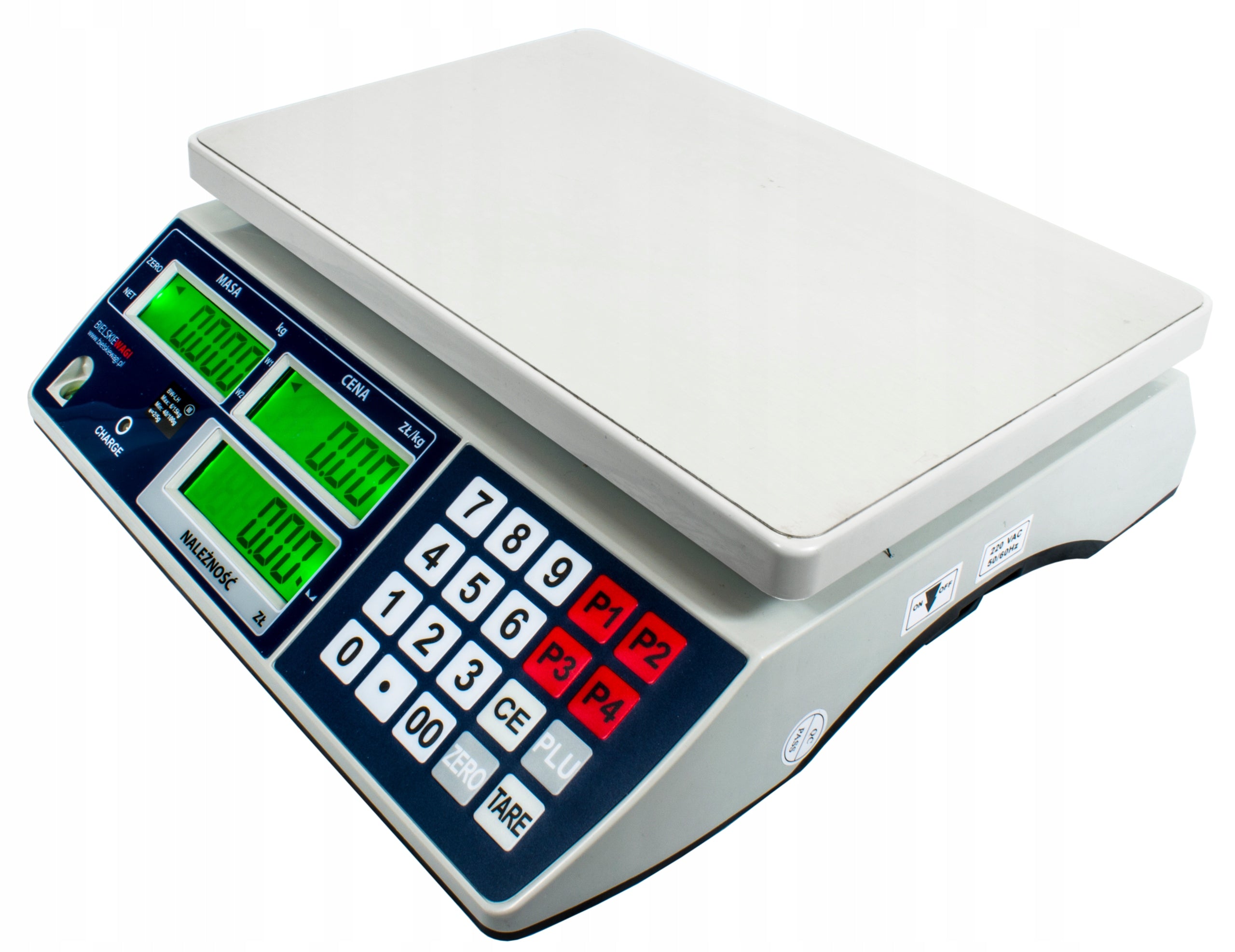 SHOP SCALE WITH ELECTRONIC LEGALIZATION 30KG/5g CALCULATION BIELSKIE WAGI Additional information auto-off option tare function LCD display back light Polish subtitles built-in battery