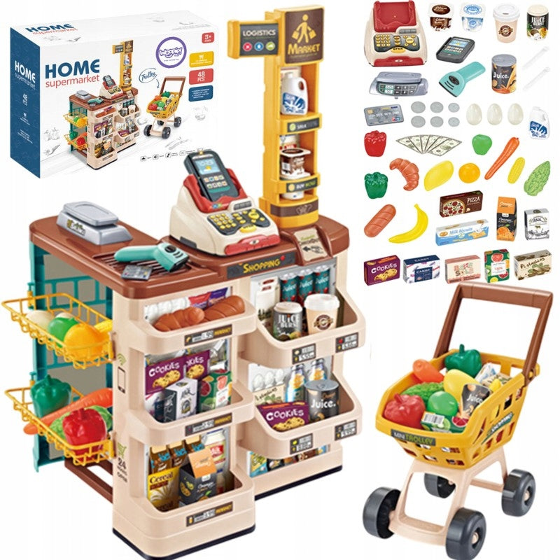 SHOP SUPERMARKET KIDS SHOPPING CART CASH REGISTER SCANNER WEIGHT 48 Akc WOOPIE