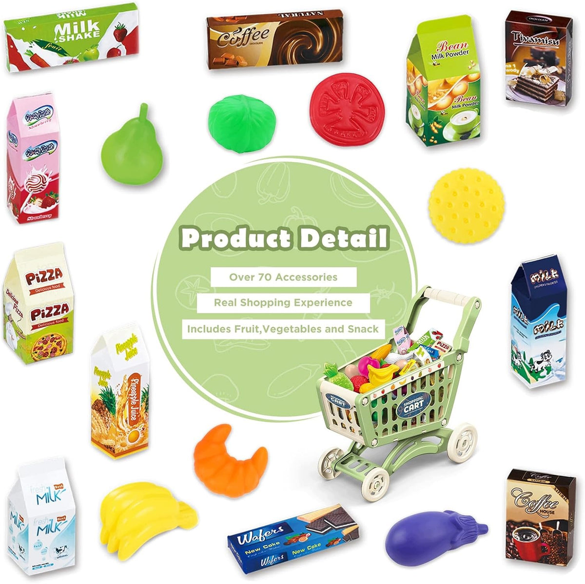 SHOPPING TROLLEY FOR CHILDREN PINK 52 EL CASH REGISTER TERMINAL FRUIT VEGETABLES SHOP Brand Domino Toys TWORZYMY POZYTYWNE EMOCJE