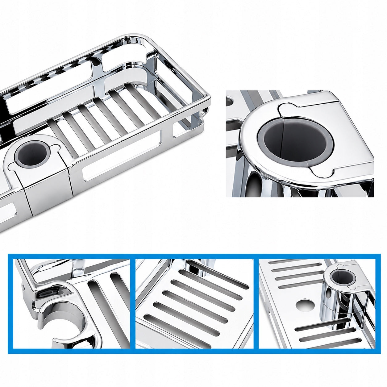 SHOWER SHELF FOR BAR 22 mm WITHOUT DRILLING SHOWER ORGANIZER Packaging status original