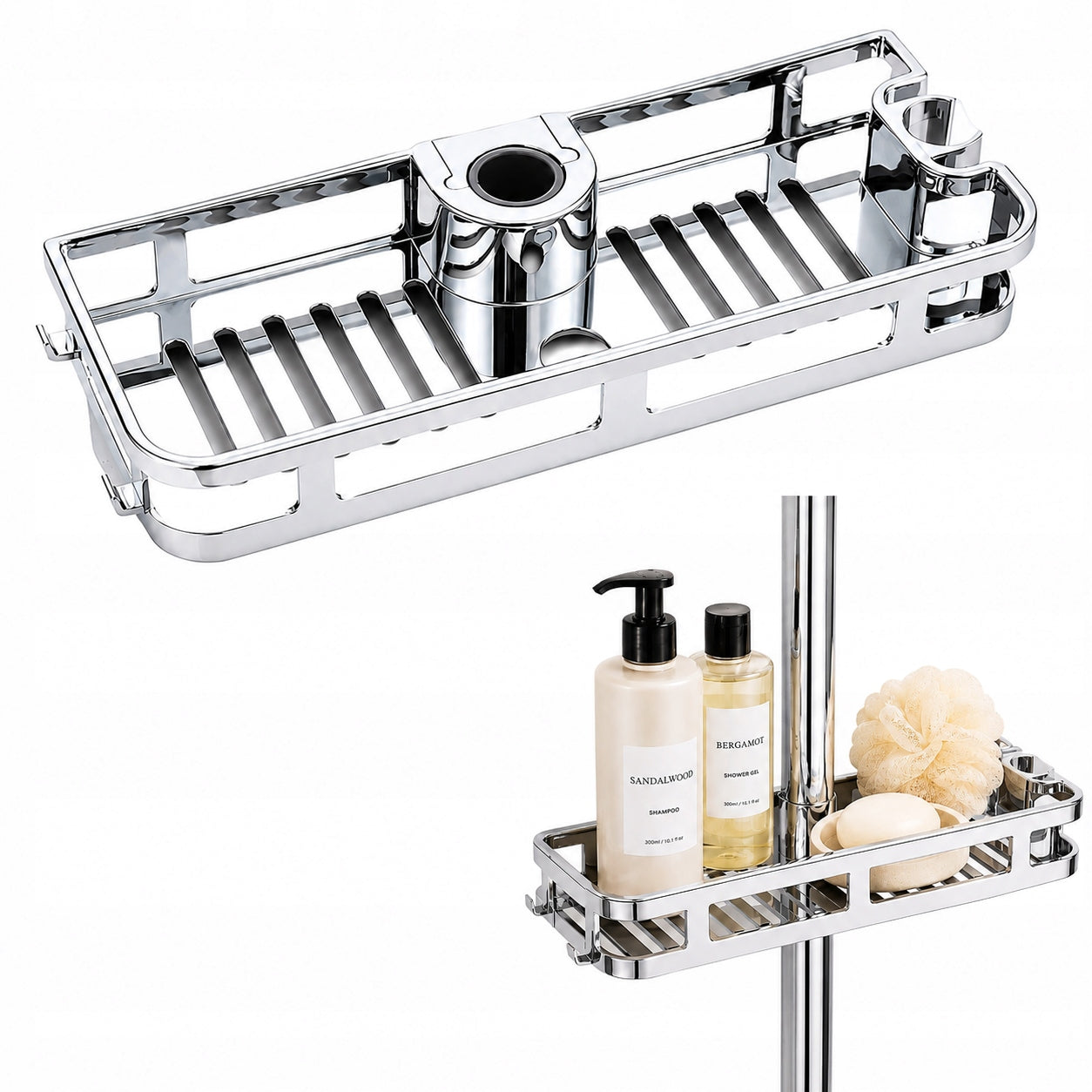 SHOWER SHELF FOR BAR 22 mm WITHOUT DRILLING SHOWER ORGANIZER
