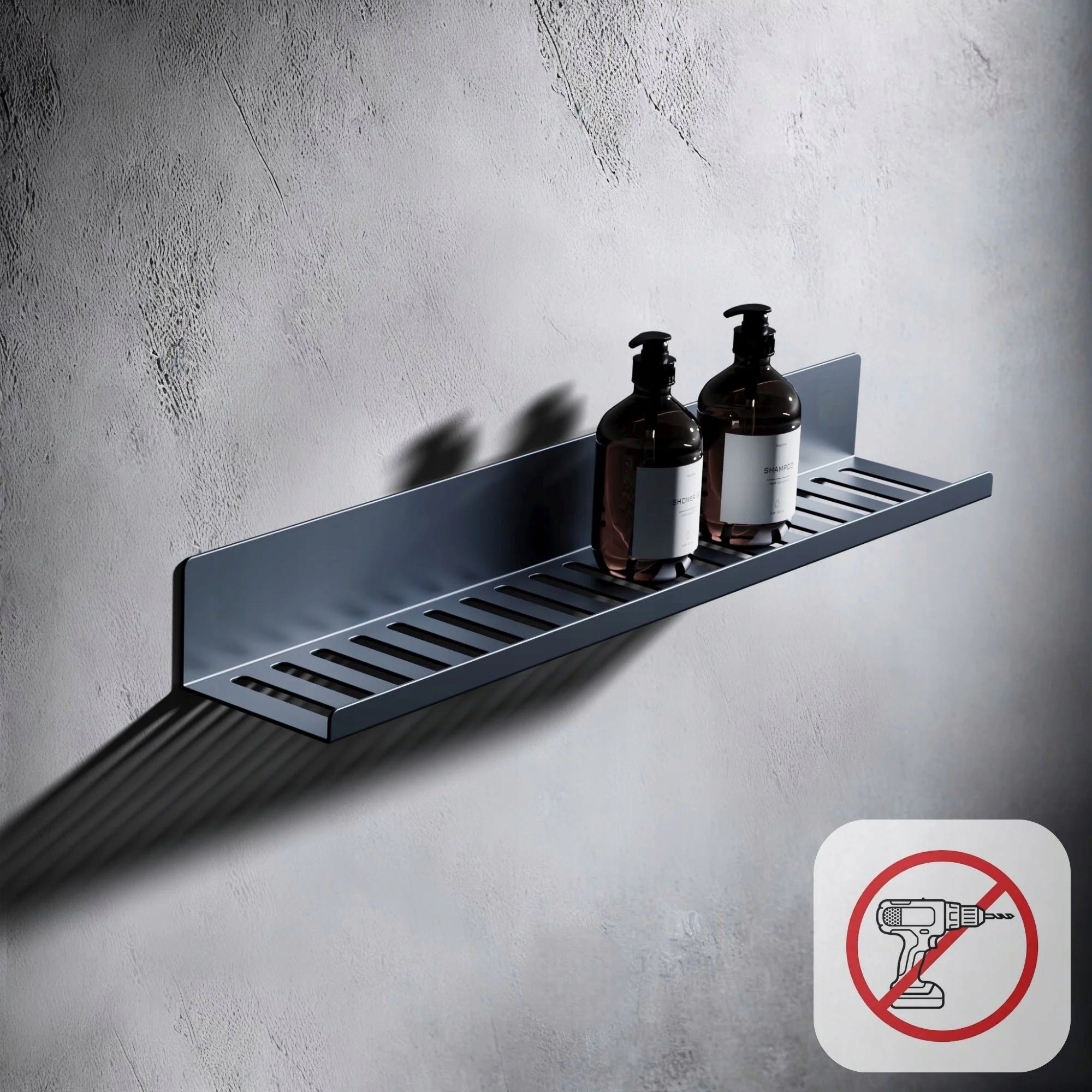 SHOWER SHELF NEXA 60 cm NON-INVASIVE WITHOUT DRILLING 3M VHB + BOTTLE Packaging status original