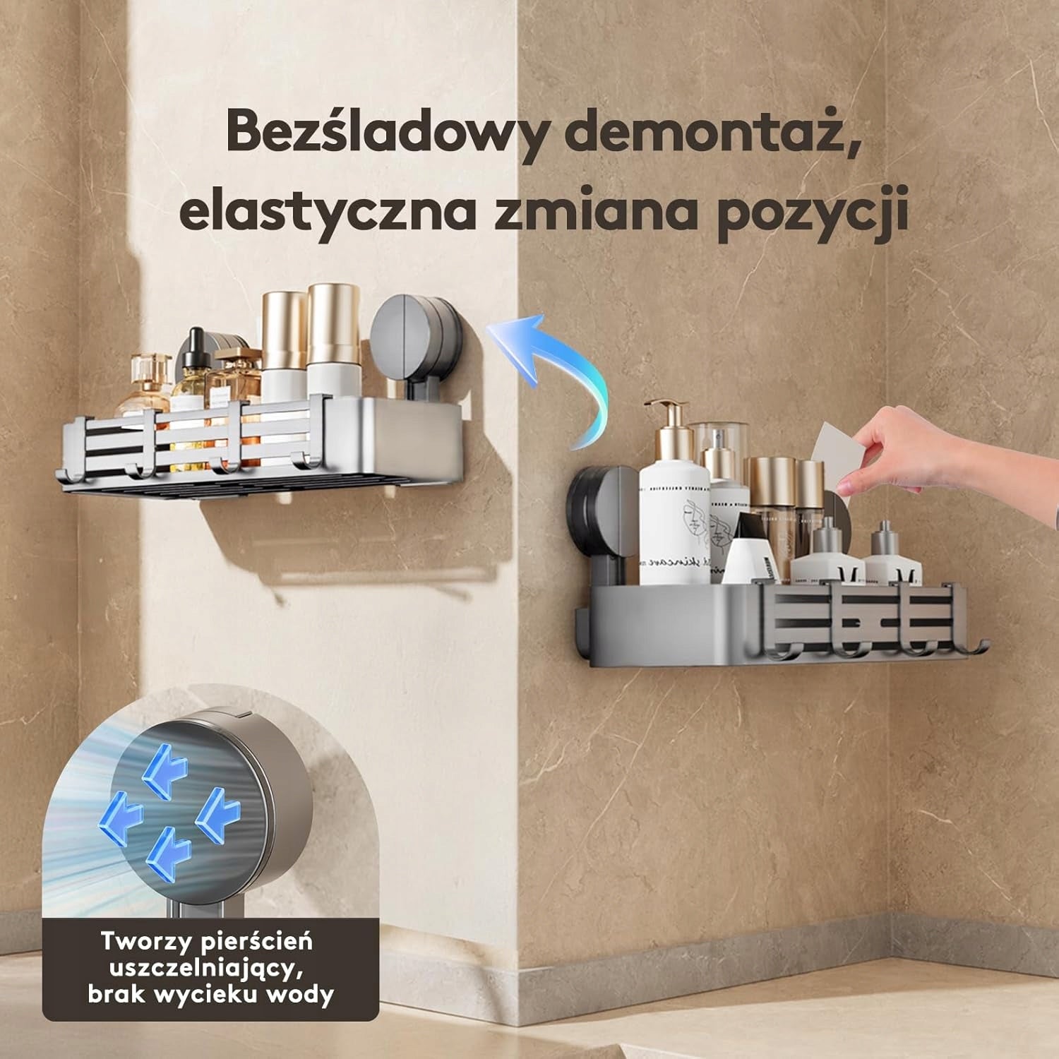 SHOWER SHELF WITH SUCTION CUP HANDLE WITHOUT DRILLING IDEAL FOR BATHROOM Brand no brand