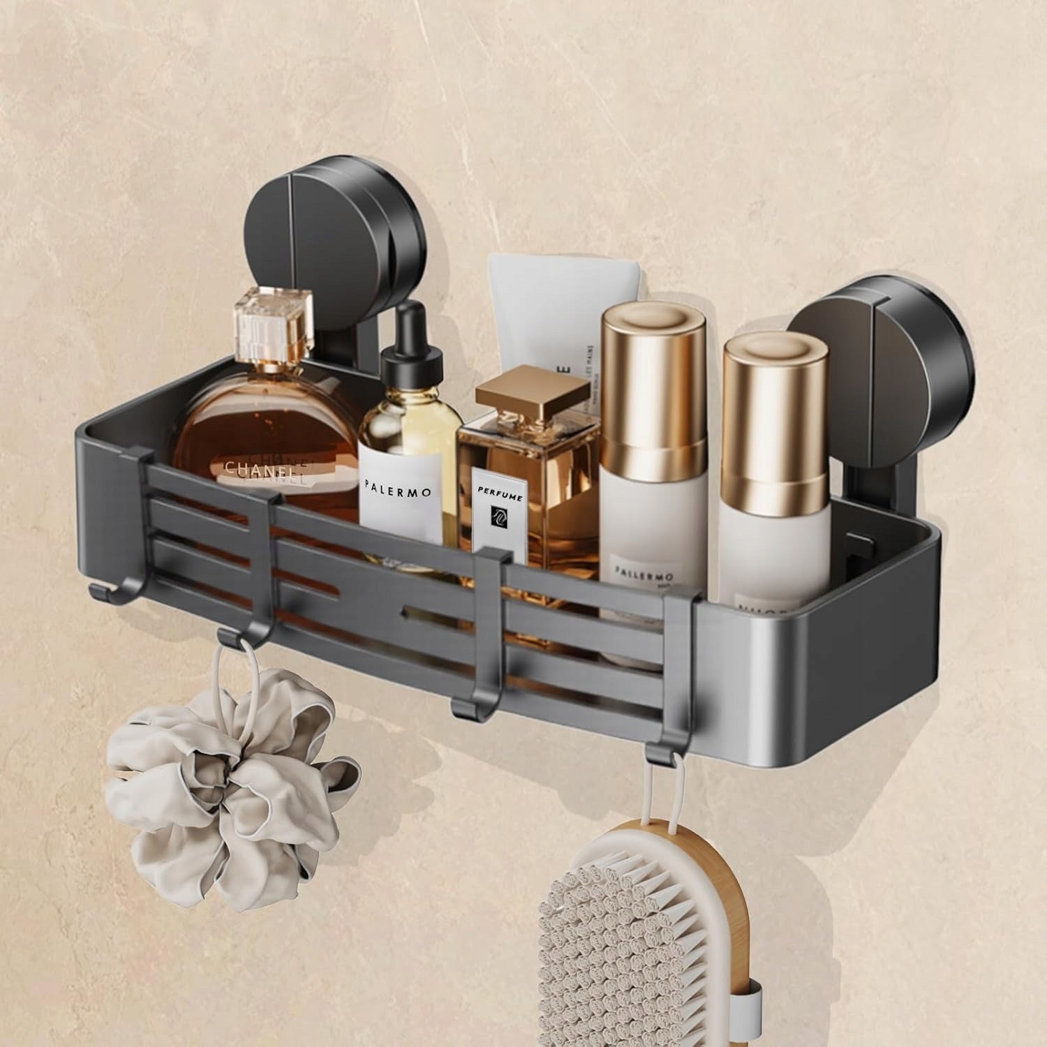 SHOWER SHELF WITH SUCTION CUP HANDLE WITHOUT DRILLING IDEAL FOR BATHROOM
