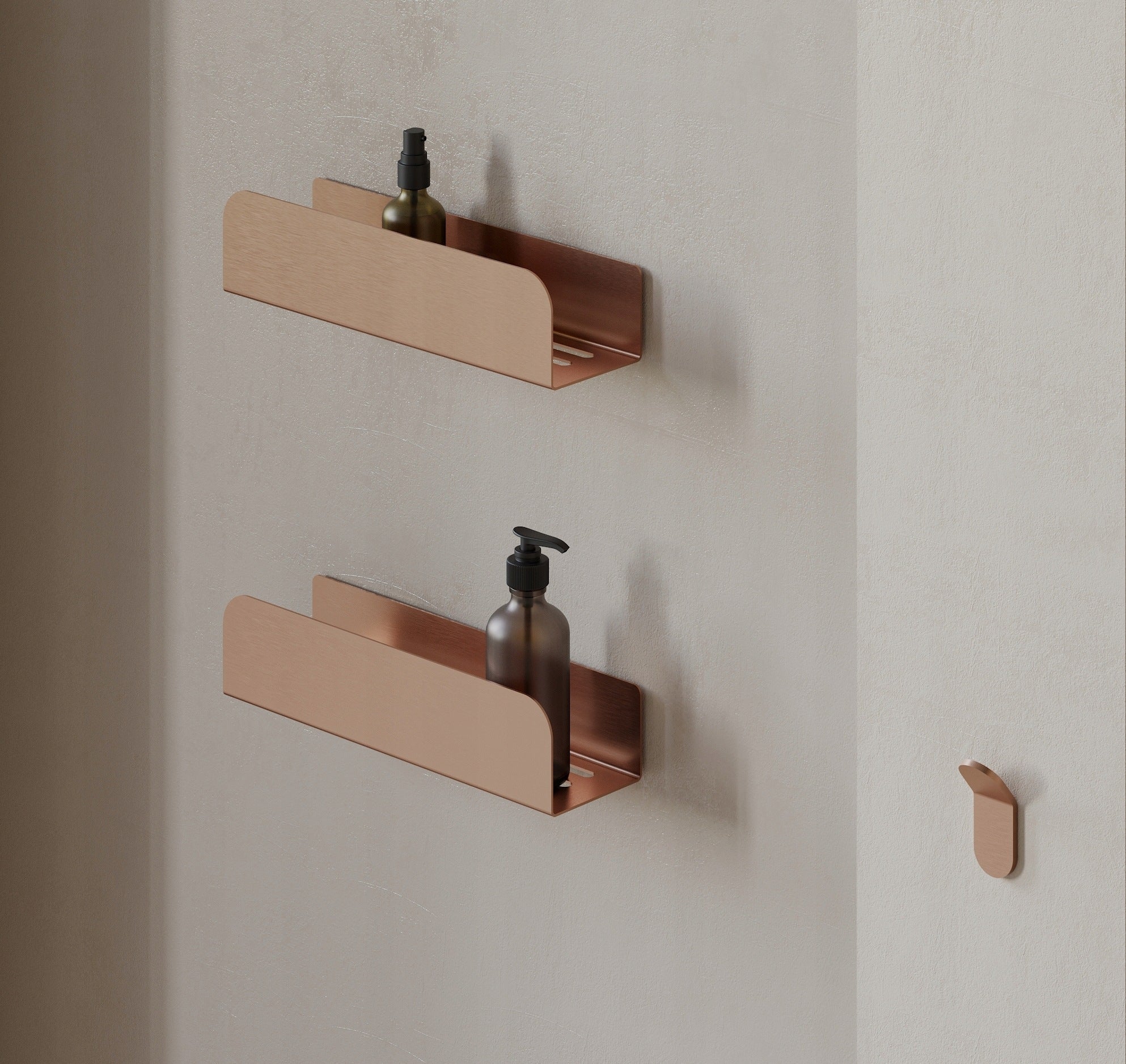 SHOWER SHELF WITHOUT DRILLING BRUSHED COPPER HOZZE Manufacturer code 60-033BC