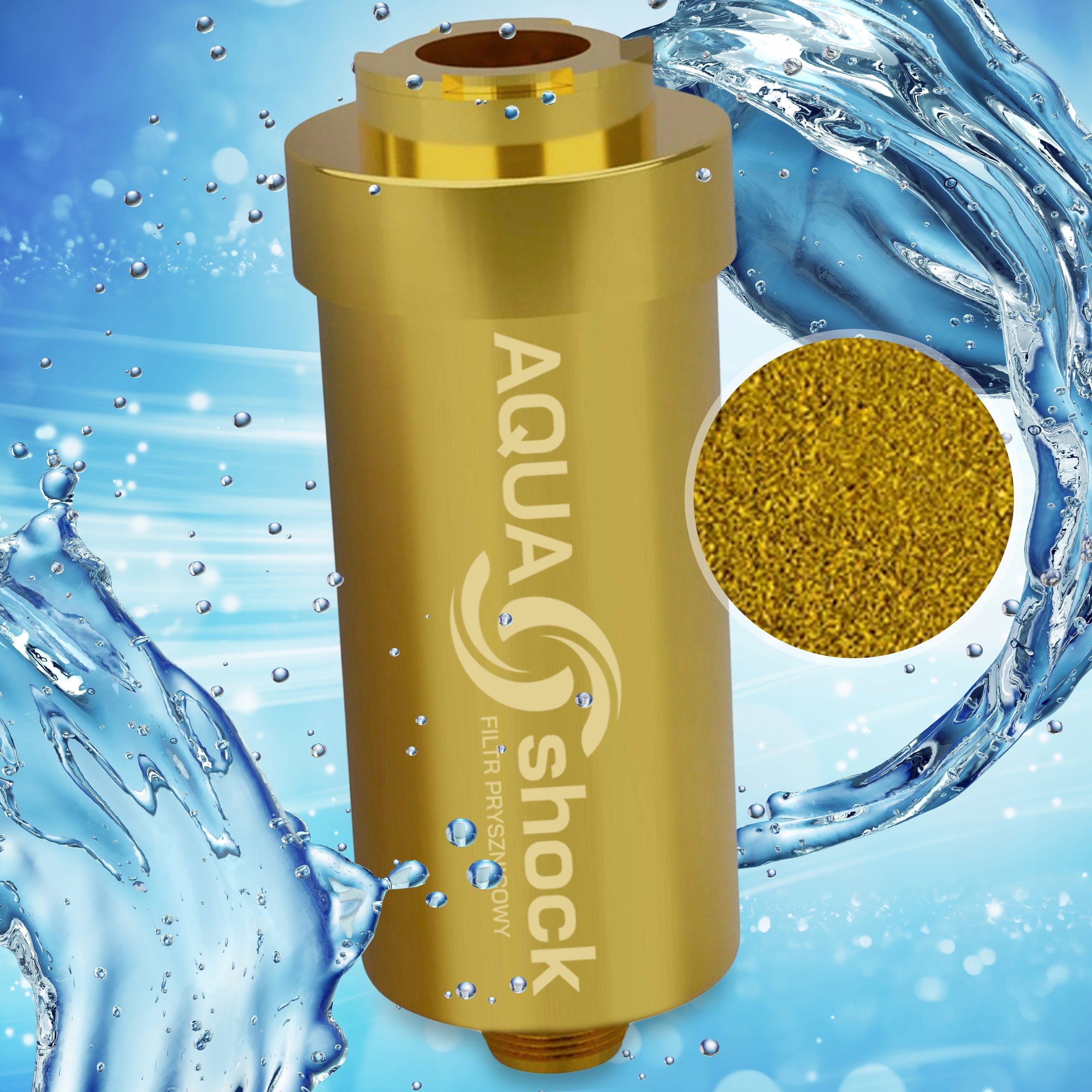 SHOWER WATER FILTER AQUA shock GOLD SHOWER REFILL Brand AQUA Shock