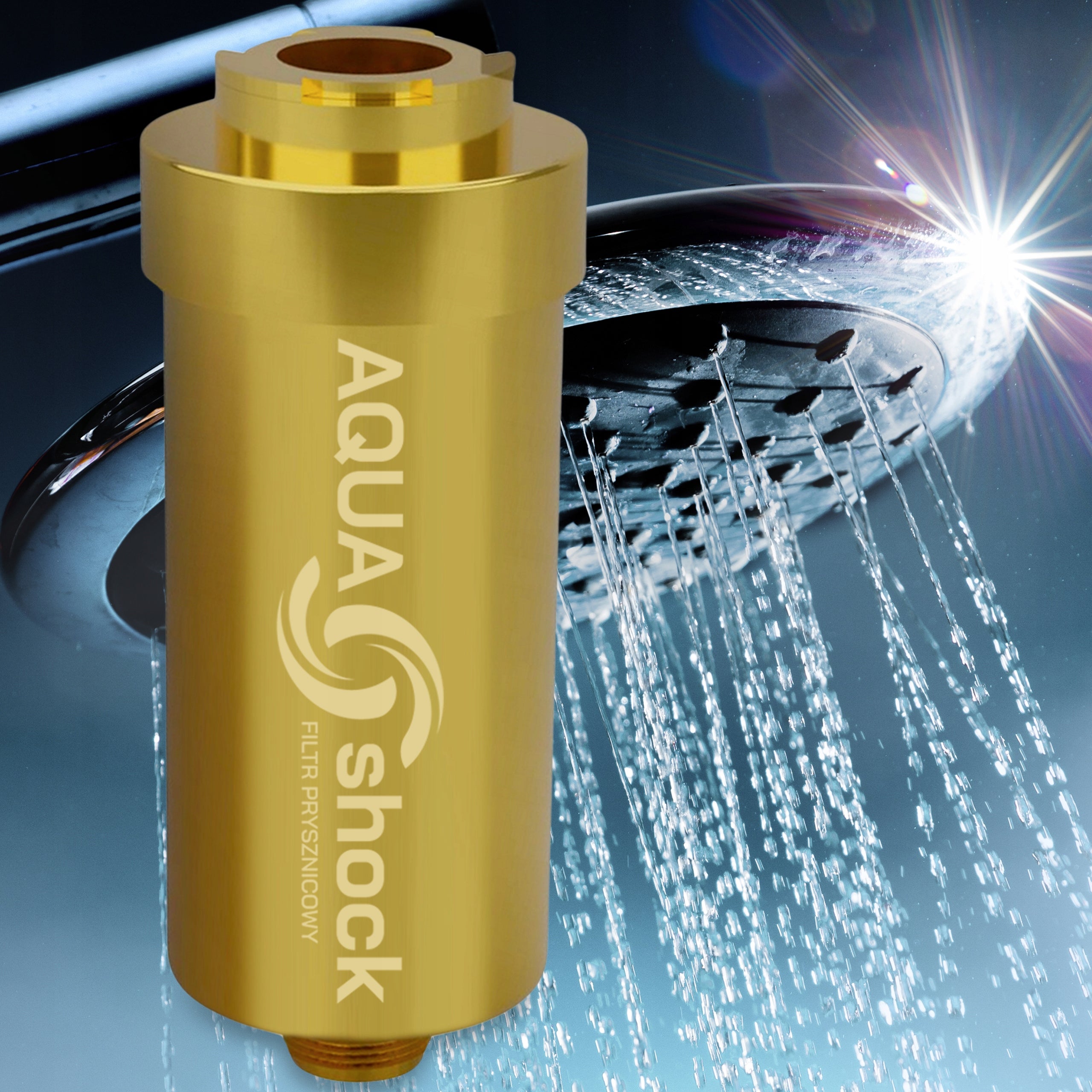 SHOWER WATER FILTER AQUA shock GOLD SHOWER REFILL Dominant color yellow/gold
