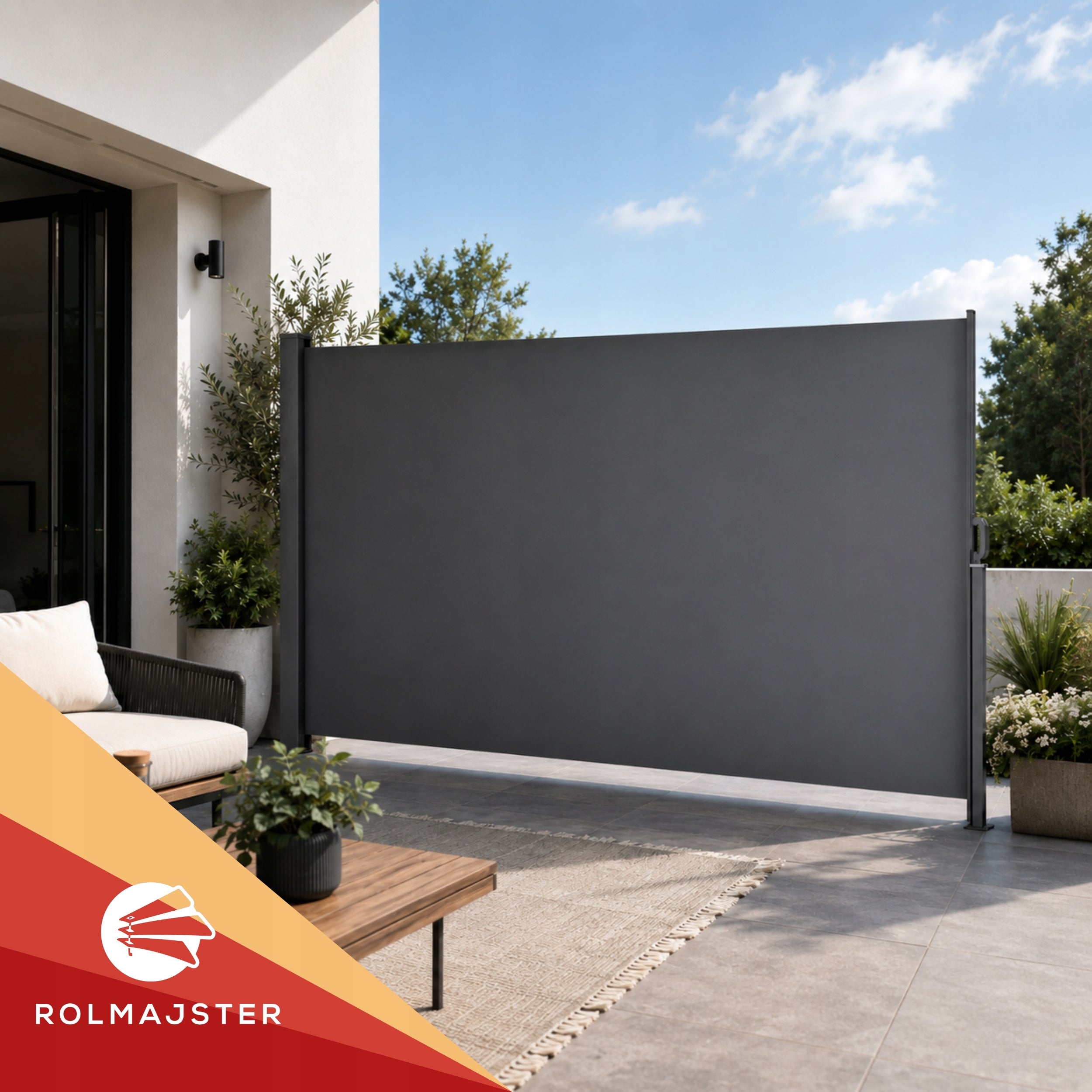 SIDE AWNING COVER SCREEN ROLLER BLIND FOR TERRACE RETRACTABLE 200x400 cm Grey Manufacturer code K/O/MB/200x400