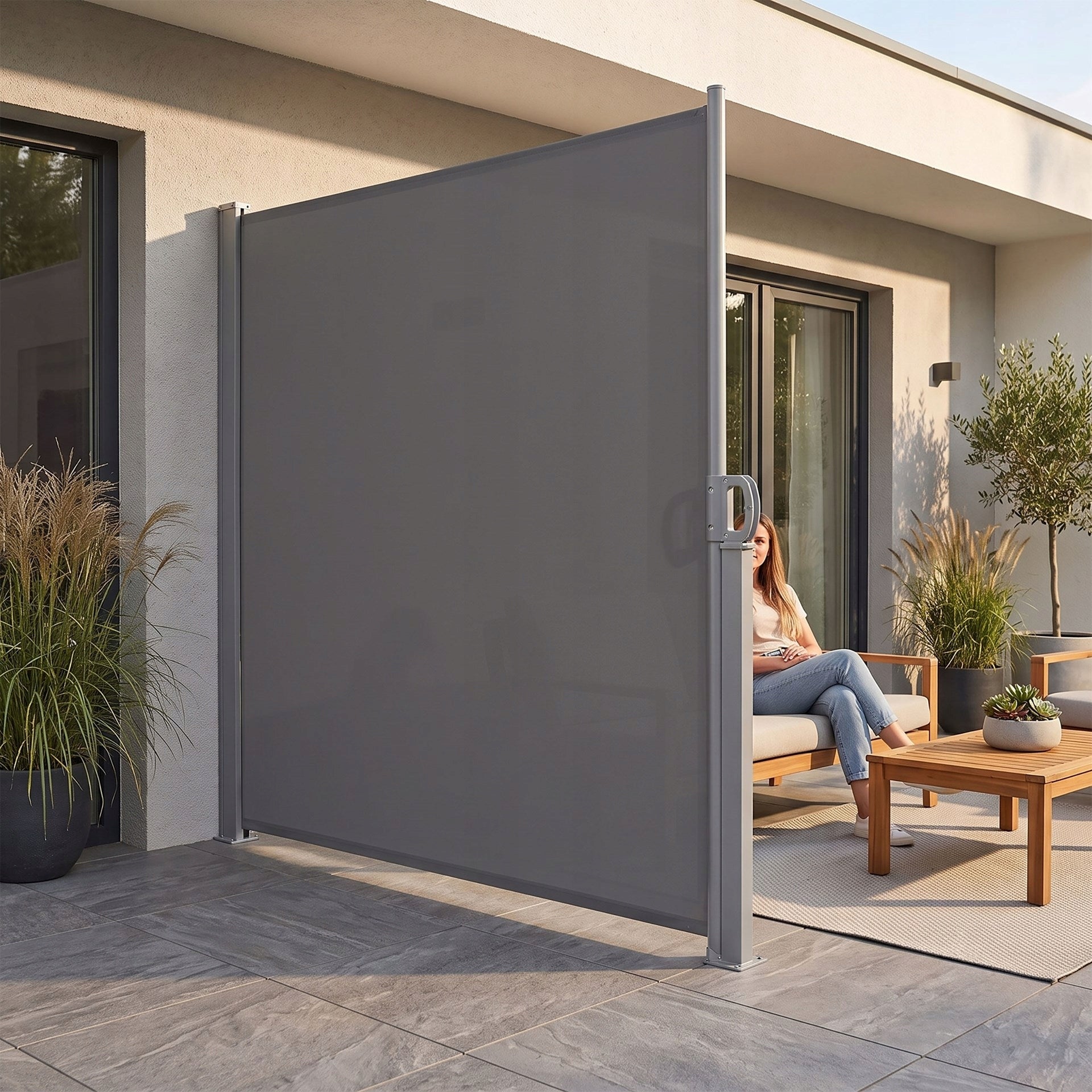 SIDE AWNING ROLLER BLIND FOR TERRACE COVER TERRACE SCREEN 400x180 cm RETRACTABLE Kind marquise