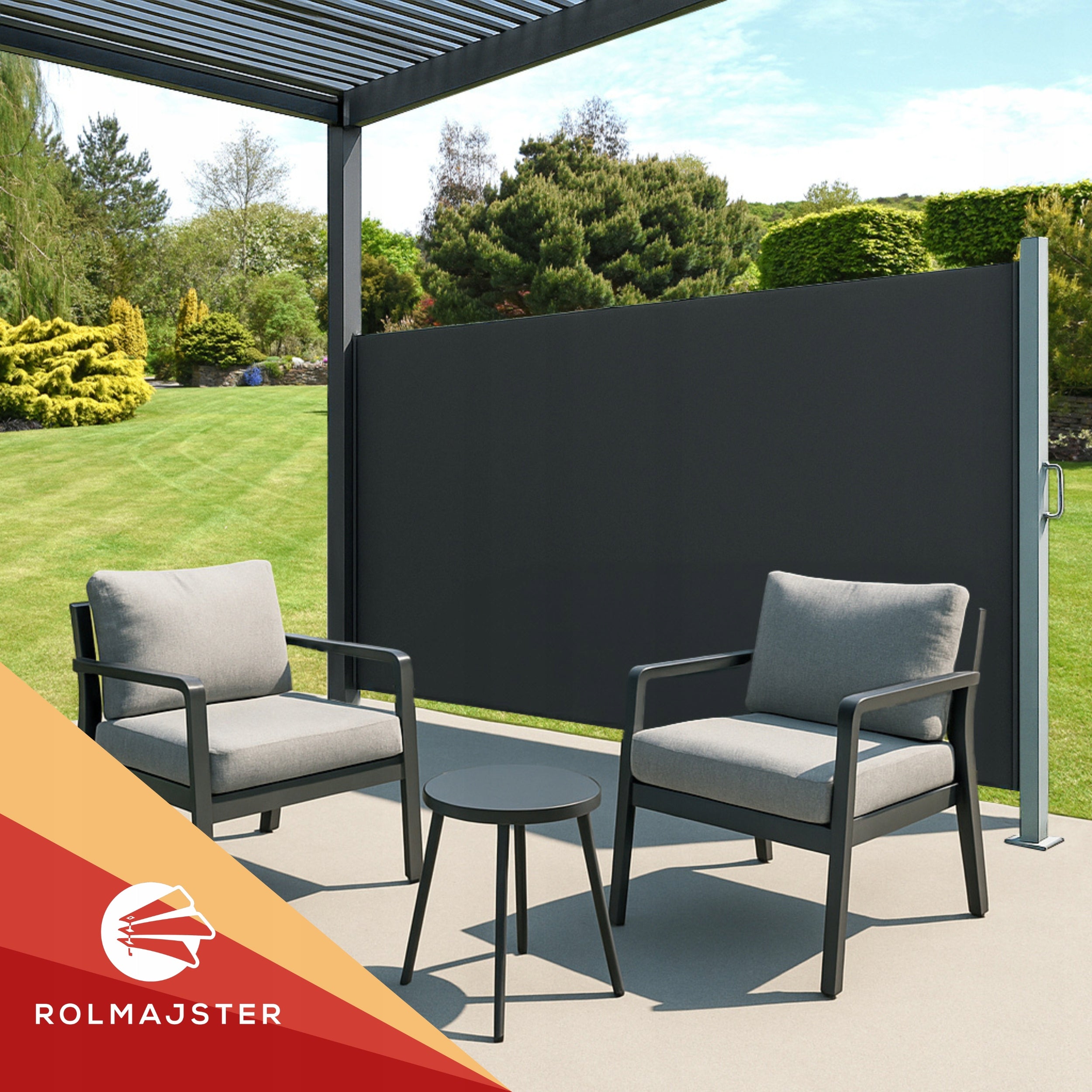 SIDE AWNING SCREEN COVER RETRACTABLE TERRACE BLIND 350x180 Light Grey Manufacturer code K/O/MB/350x180