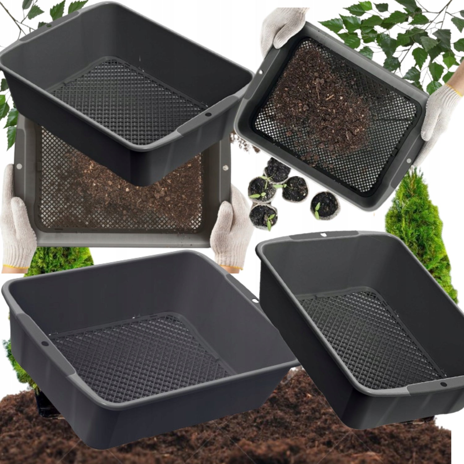 SIEVE GARDEN STRAINER ADJUSTABLE FOR SIFTING COMPOST SOIL OF HAND STONES