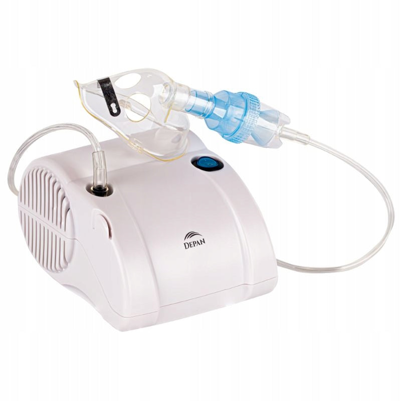 SILENT PLUNGER INHALER WITH TWO MASKS FOR CHILDREN AND ADULTS DEPAN Color white