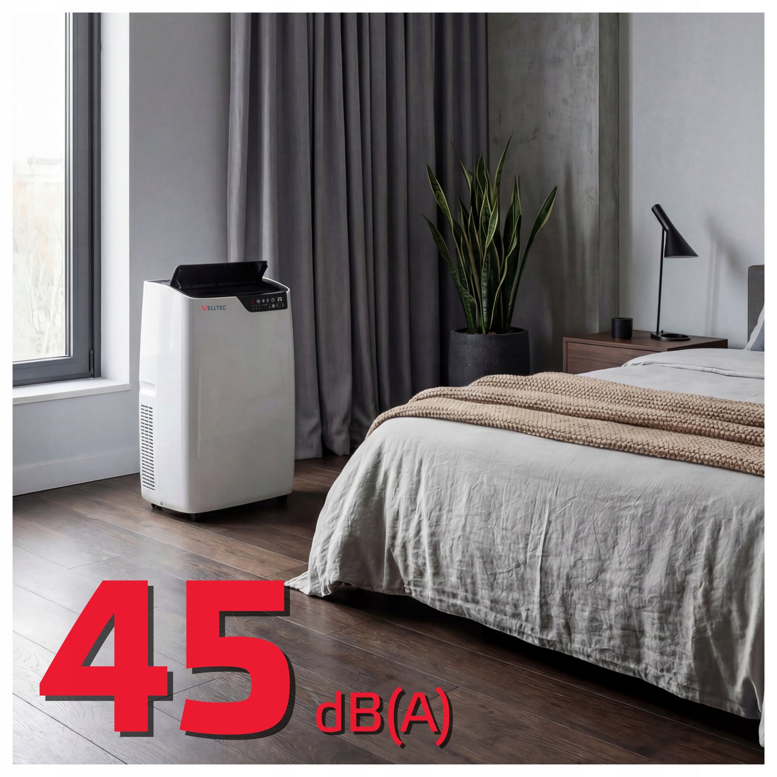 SILENT PORTABLE AIR CONDITIONER WELLTEC ACL09 - 3in1 WiFi 2,6kW 40m² +SEAL Cooling power 2600 W