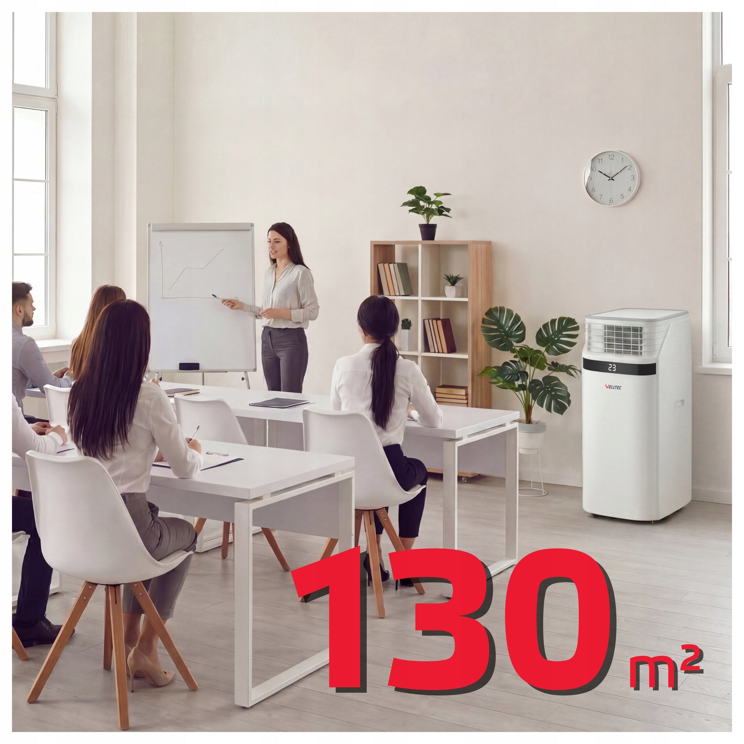 SILENT PORTABLE AIR CONDITIONER WELLTEC ACW22 ULTRA WiFi 6,5kW 130m² WITH PLENUM Brand Welltec