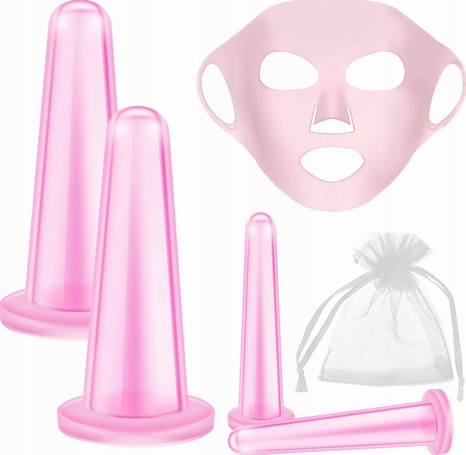 SILICONE BUBBLES 4 PIECES SET MASSAGE FACE NECK SOFT ELASTIC