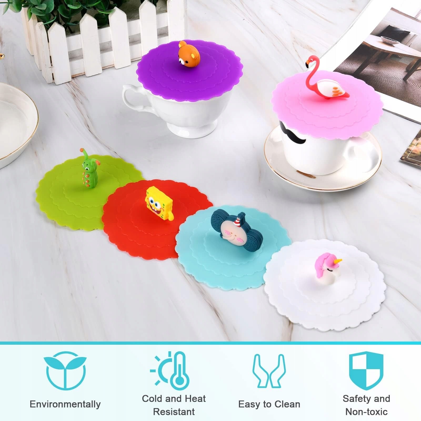 SILICONE CUP LIDS 8PCS UNIVERSAL REUSABLE Brand no brand