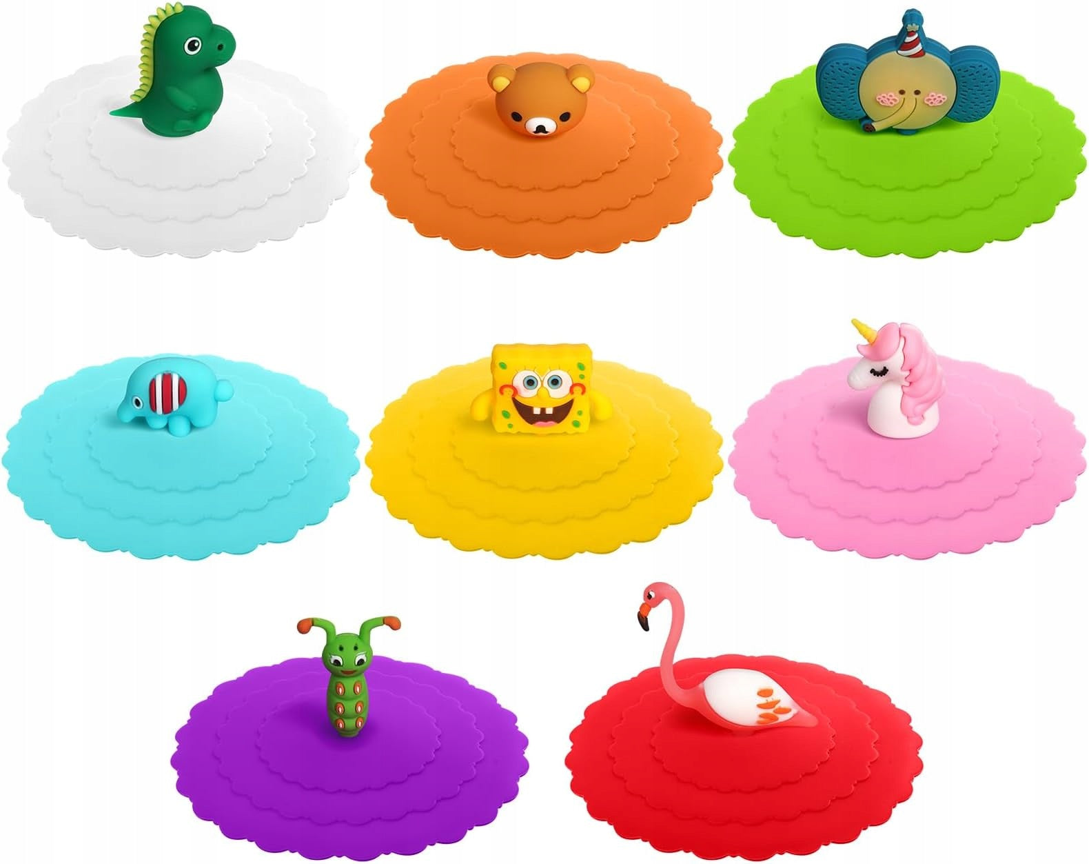SILICONE CUP LIDS 8PCS UNIVERSAL REUSABLE