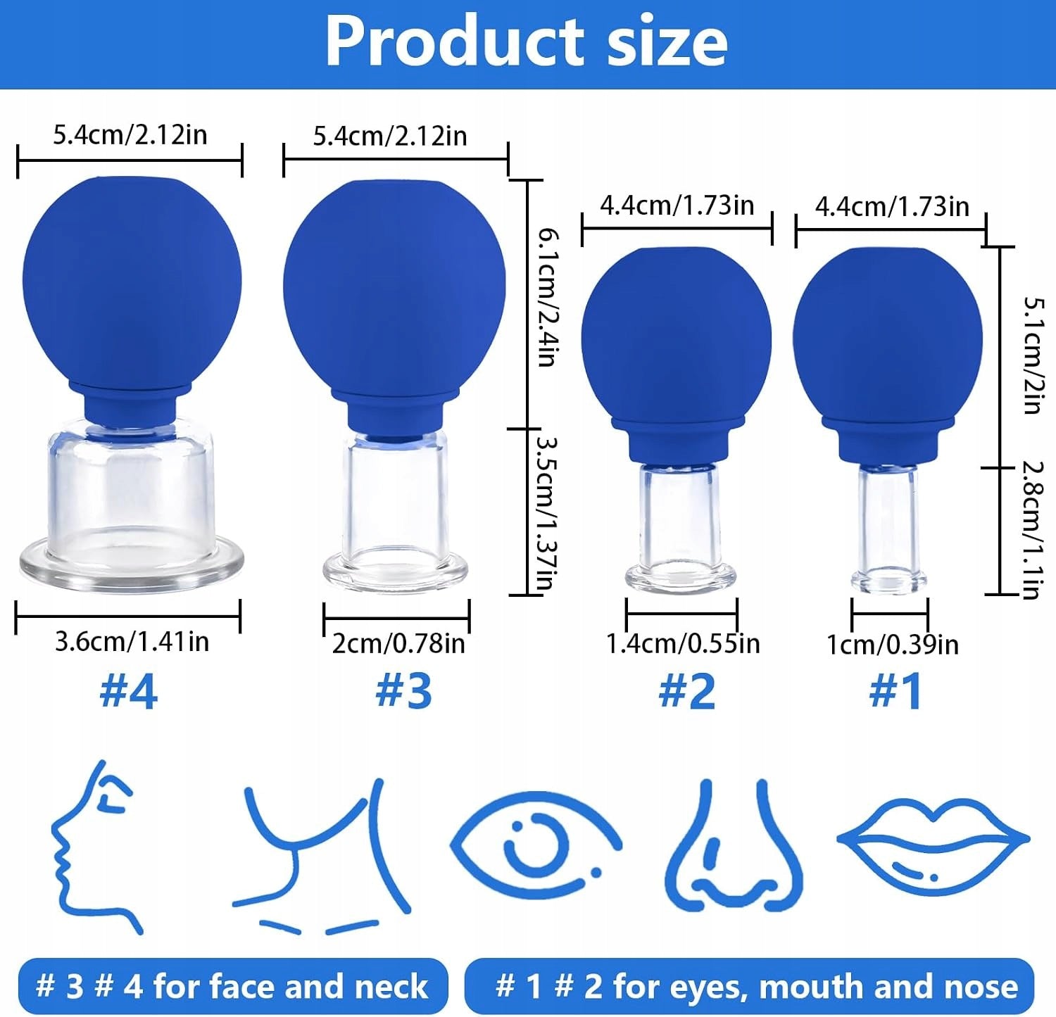 SILICONE GLASS BUBBLES 4 PIECES FOR VACUUM BODY FACE MASSAGE Brand no brand
