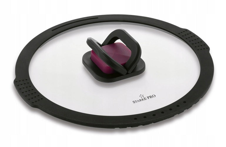 SILICONE GLASS LID Starke Pro 24 cm Black for pan pots