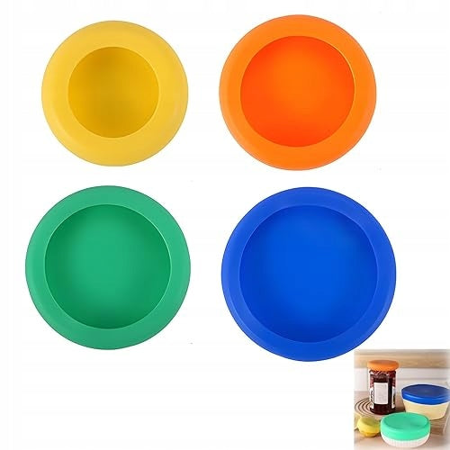SILICONE LIDS STRETCH FOR CANS CUPS YOGURT SET OF 4