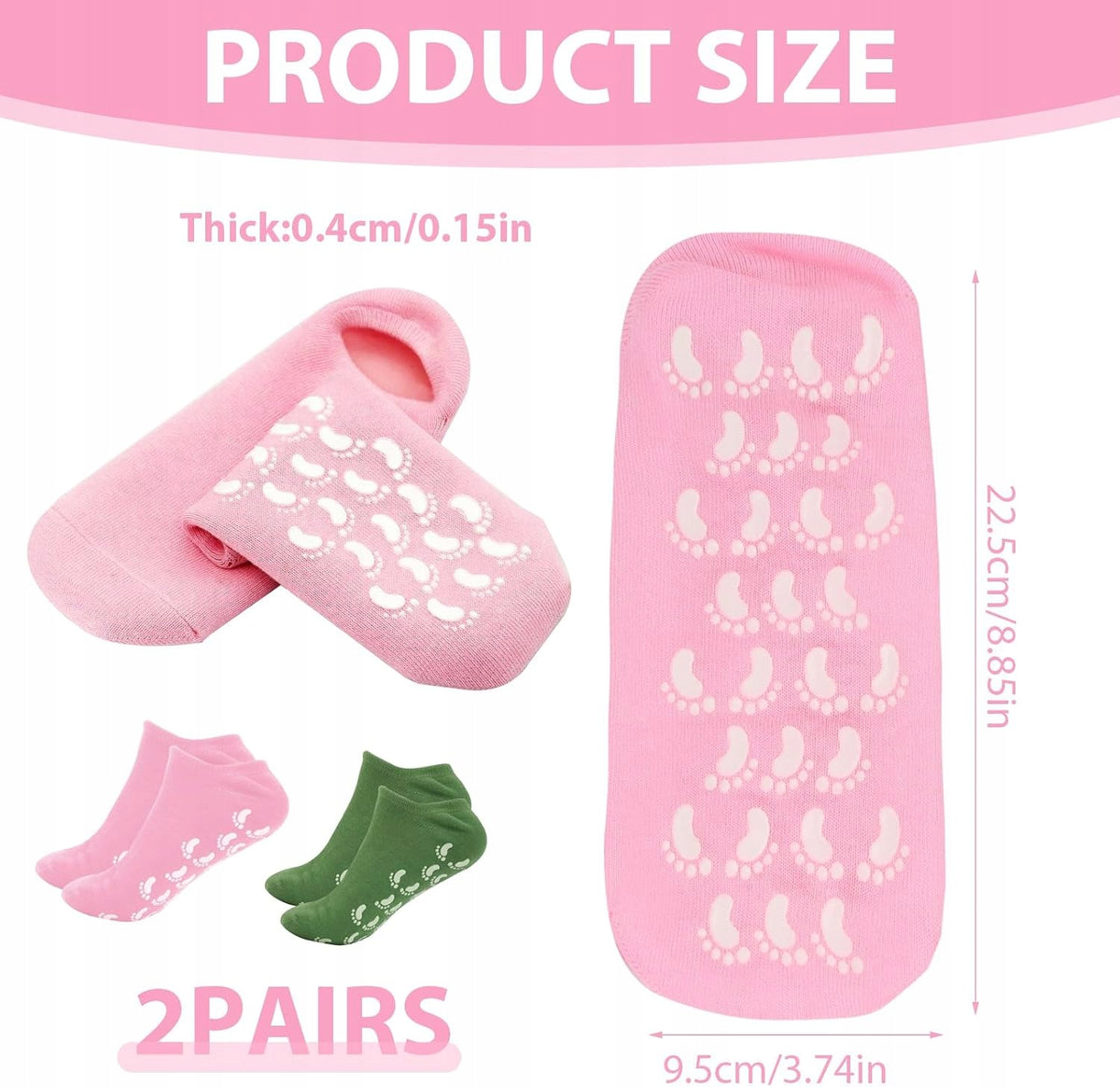 SILICONE MOISTURIZING SOCKS 2 PAIRS DEEP HYDRATION COMFORT Brand no brand