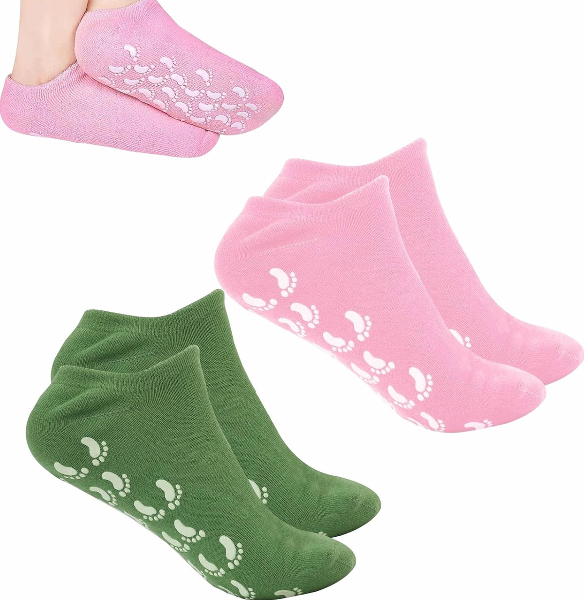SILICONE MOISTURIZING SOCKS 2 PAIRS DEEP HYDRATION COMFORT