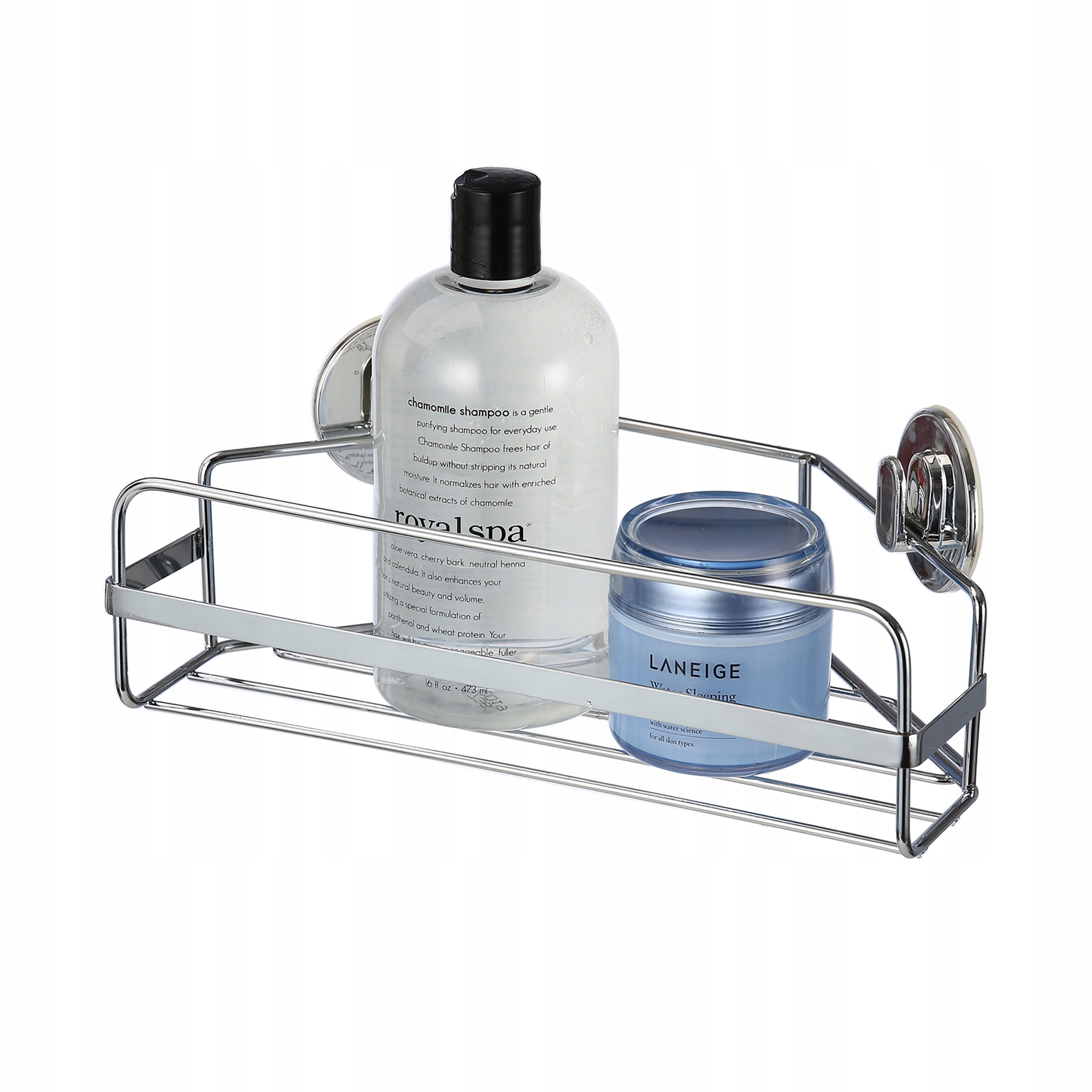 SILVER CORNER SHOWER SHELF BATHROOM STEEL DURABLE KITCHEN SHELF