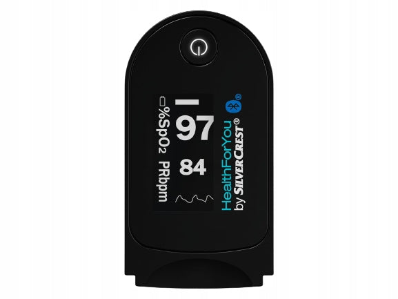 SILVERCREST Bluetooth finger pulse oximeter with app, SPO 55 - BLACK Color black