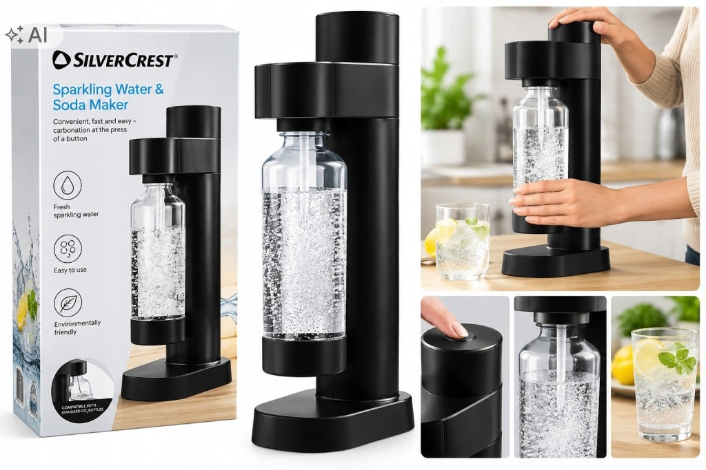 SILVERCREST Saturator Carbonated Water Maker with 1 L Bottle