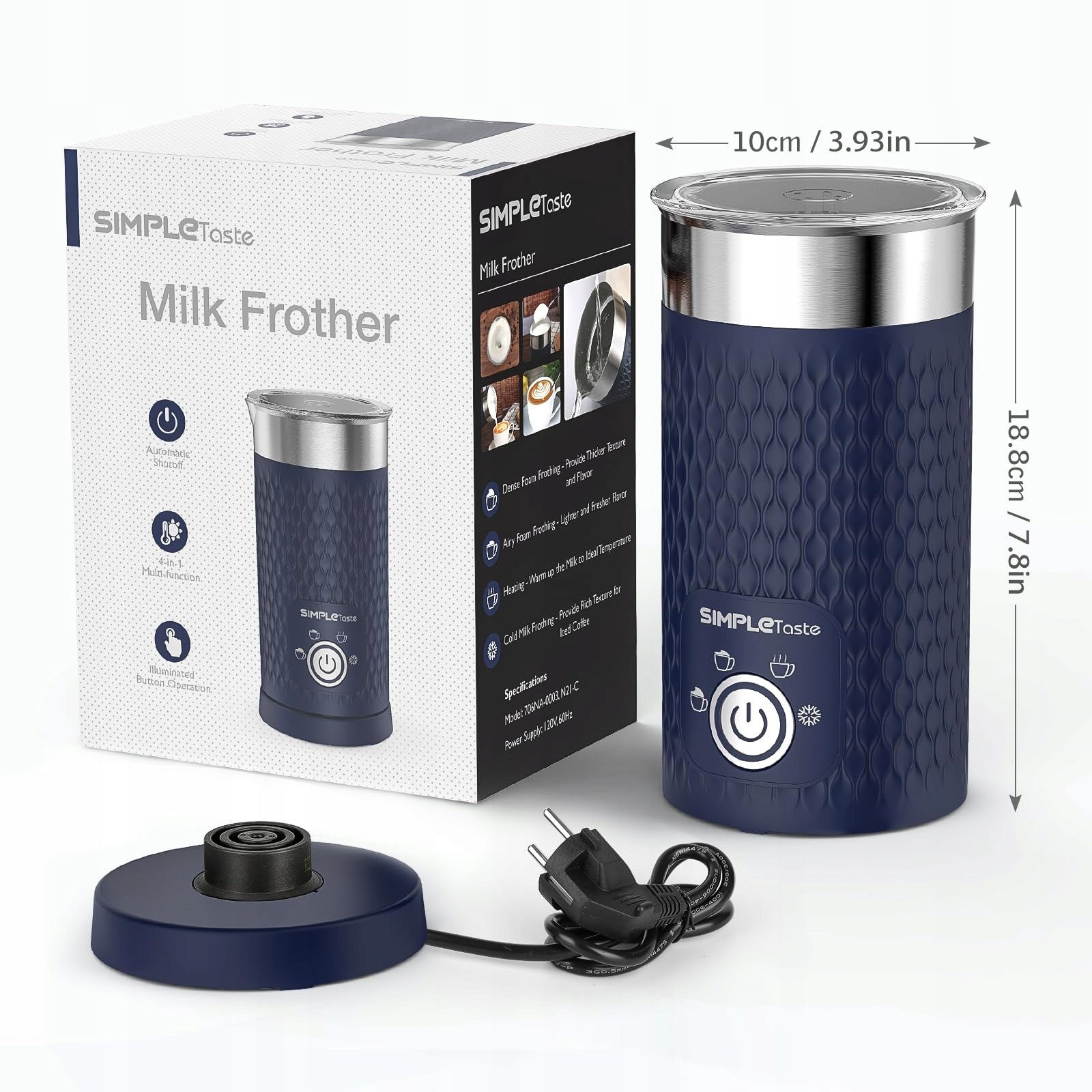 SIMPLETaste Milk frother, 4-in-1 electric milk evaporator