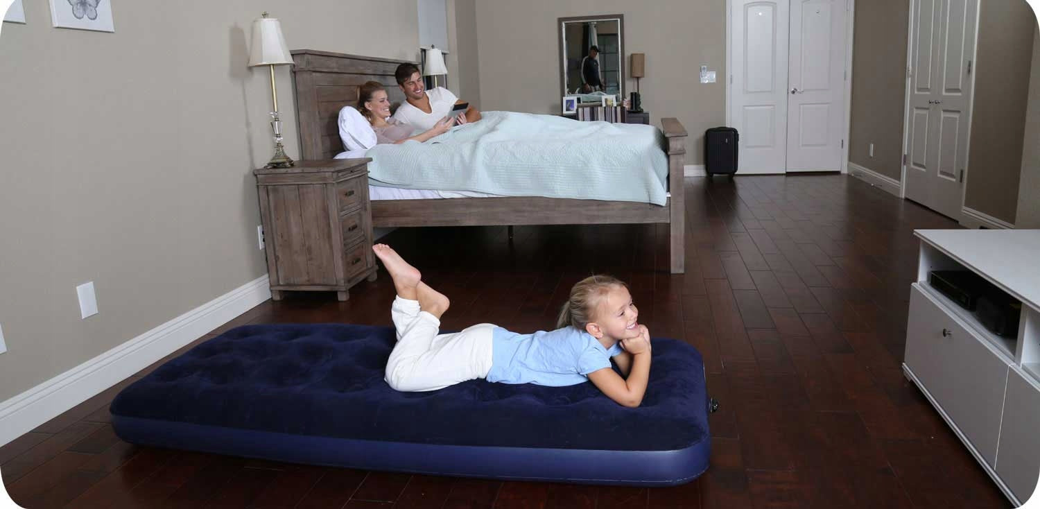 SINGLE INFLATABLE MATTRESS 100 VELOUR WITH PUMP 185X76X22 CM COMPLETE Manufacturer code 5906952096311