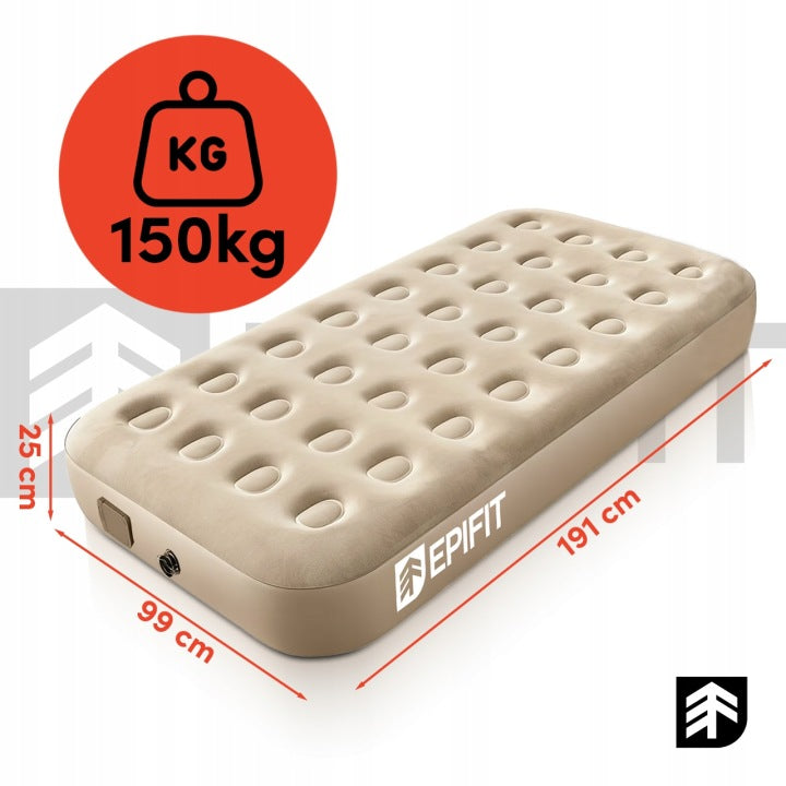SINGLE INFLATABLE MATTRESS WITH ELECTRIC PUMP USB-C CAMPING 150KG Packaging status original
