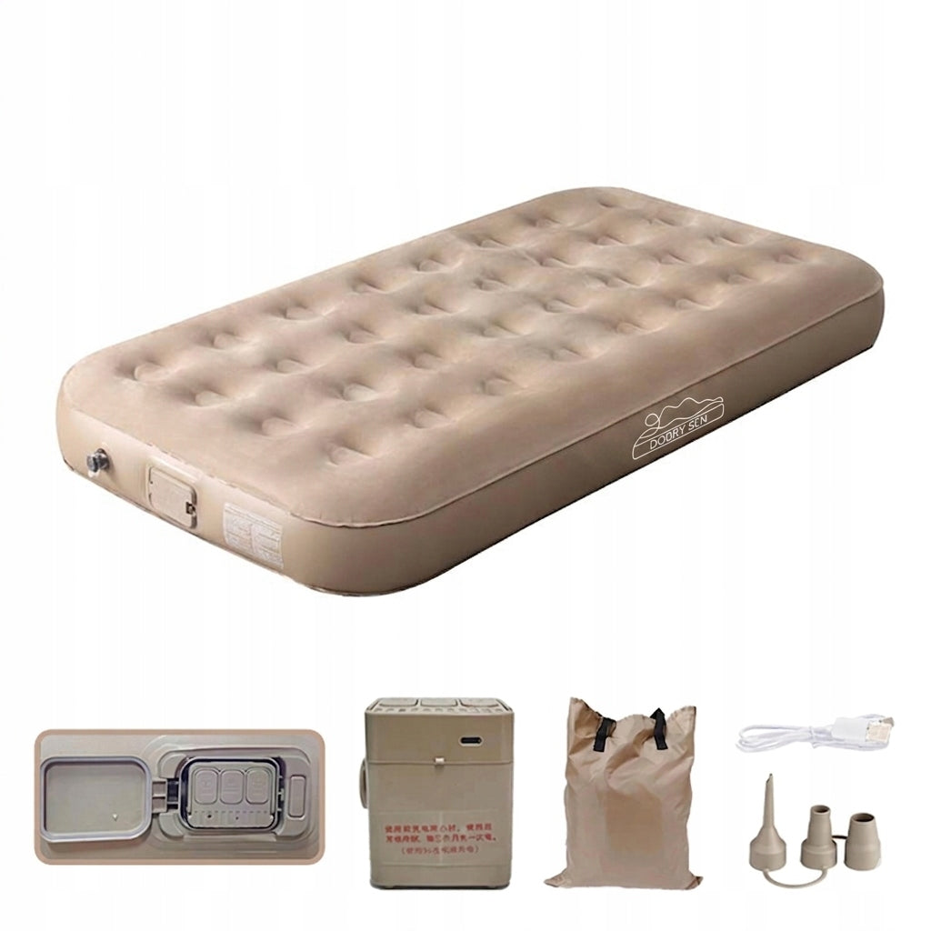 SINGLE INFLATABLE MATTRESS WITH ELECTRIC PUMP USB-C CAMPING+ lamp Packaging status original