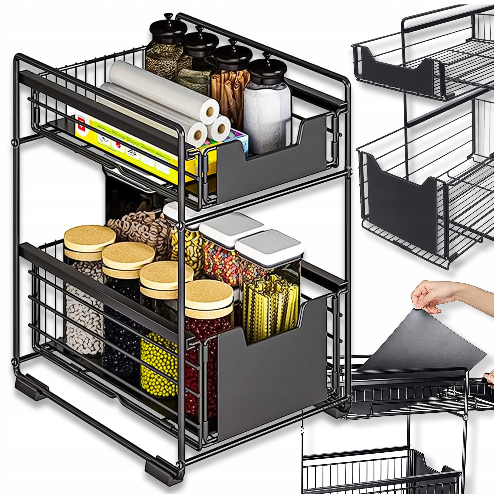 SINK RACK ORGANIZER KITCHEN BATHROOM FOLDING BASKET PULL-OUT DRAWER