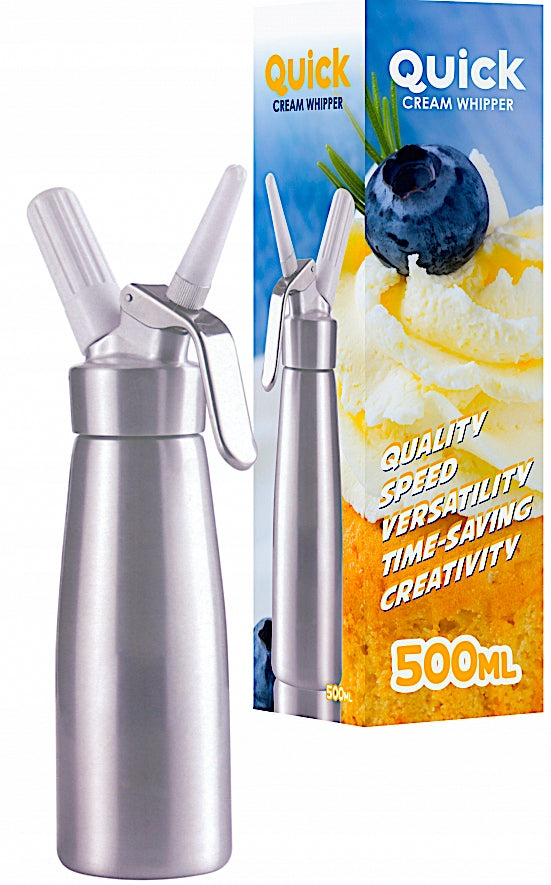 SIPHON FOR WHIPPED CREAM - 3 TIPS FROTHER DECORATOR DISPENSER - 500mL